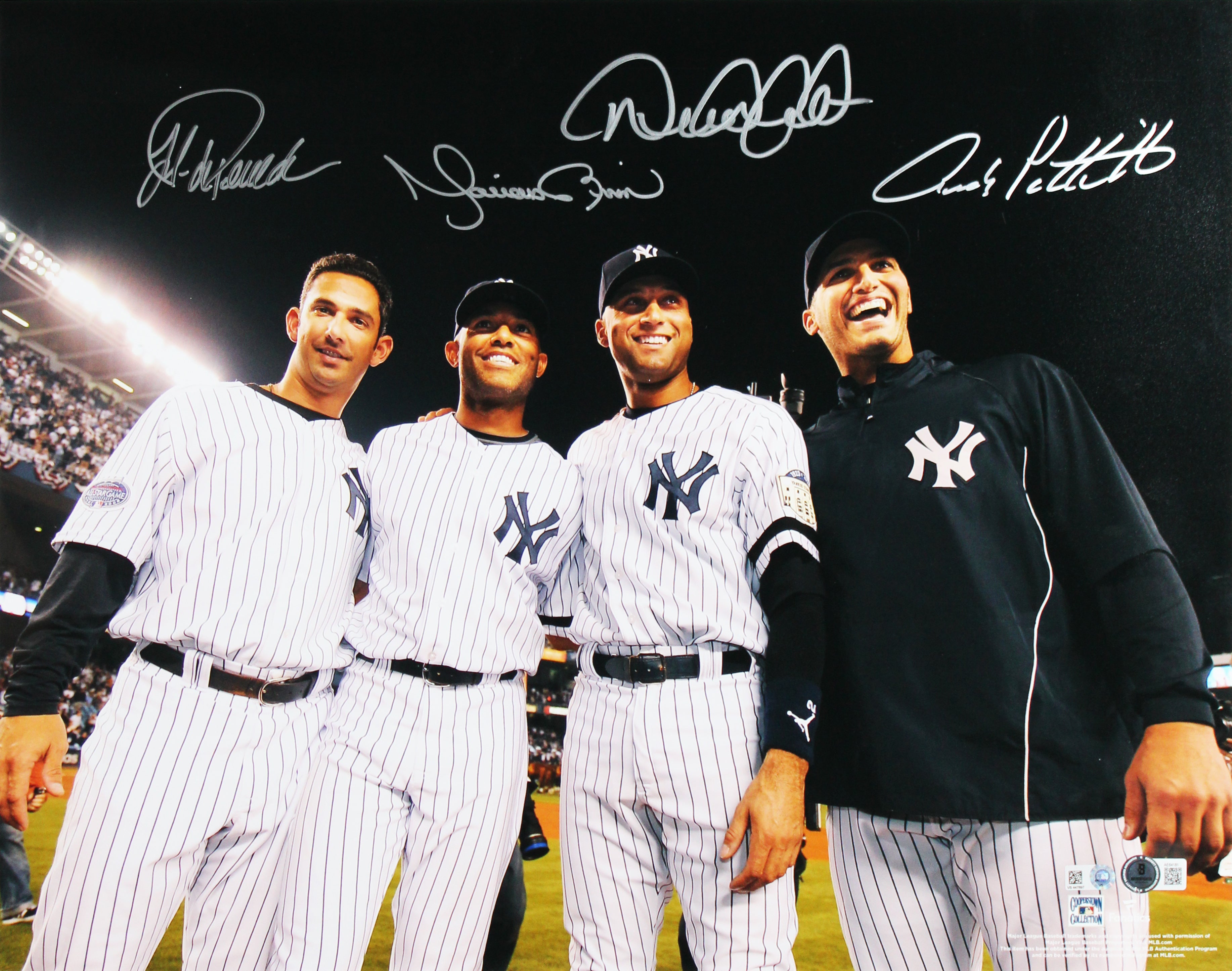 Yankees Core Four Jeter, Rivera, Pettitte & Posada Signed 16x20 Framed Photo BAS