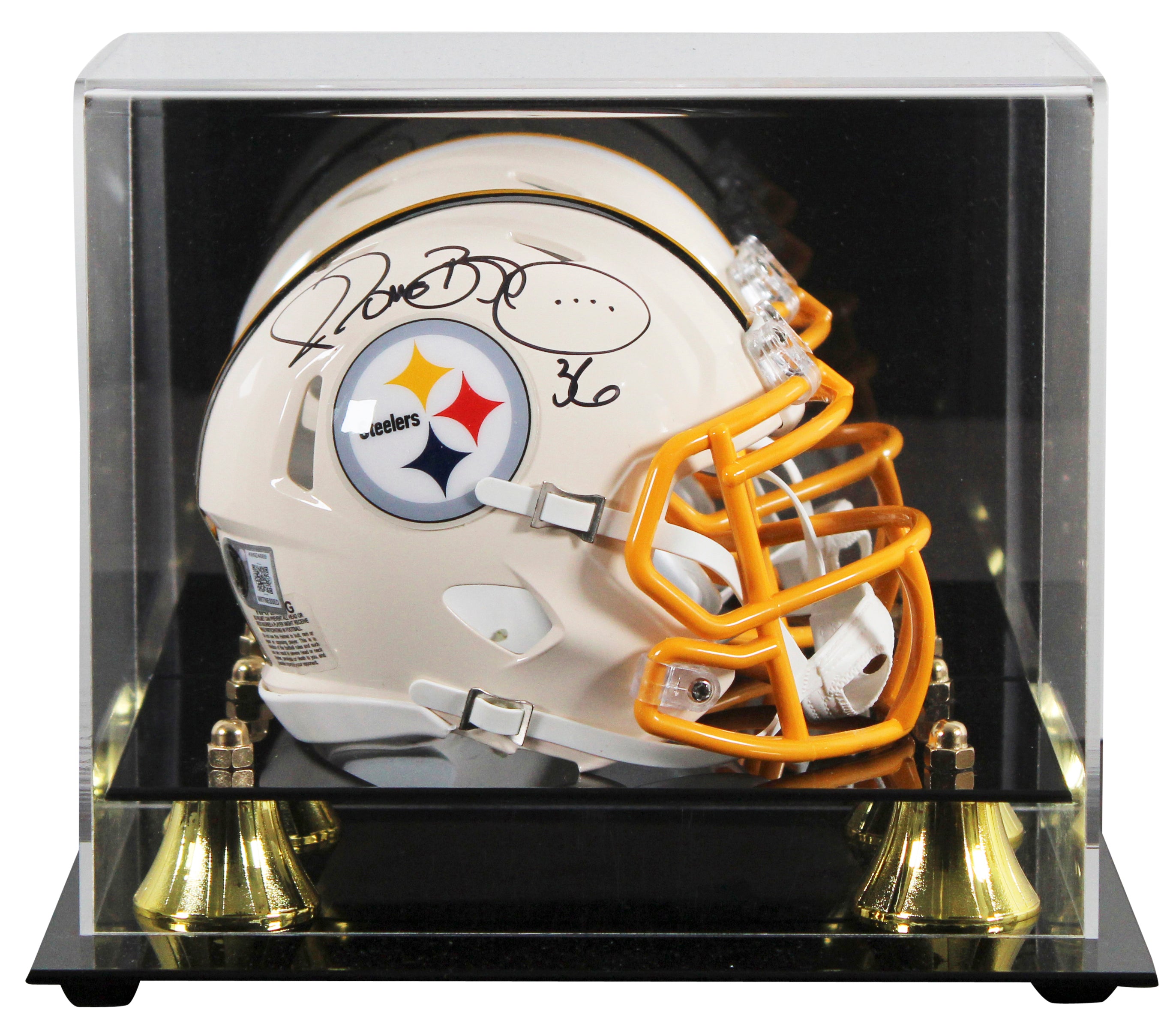Steelers Jerome Bettis Signed Retro Speed Mini Helmet W/ Case BAS Witnessed