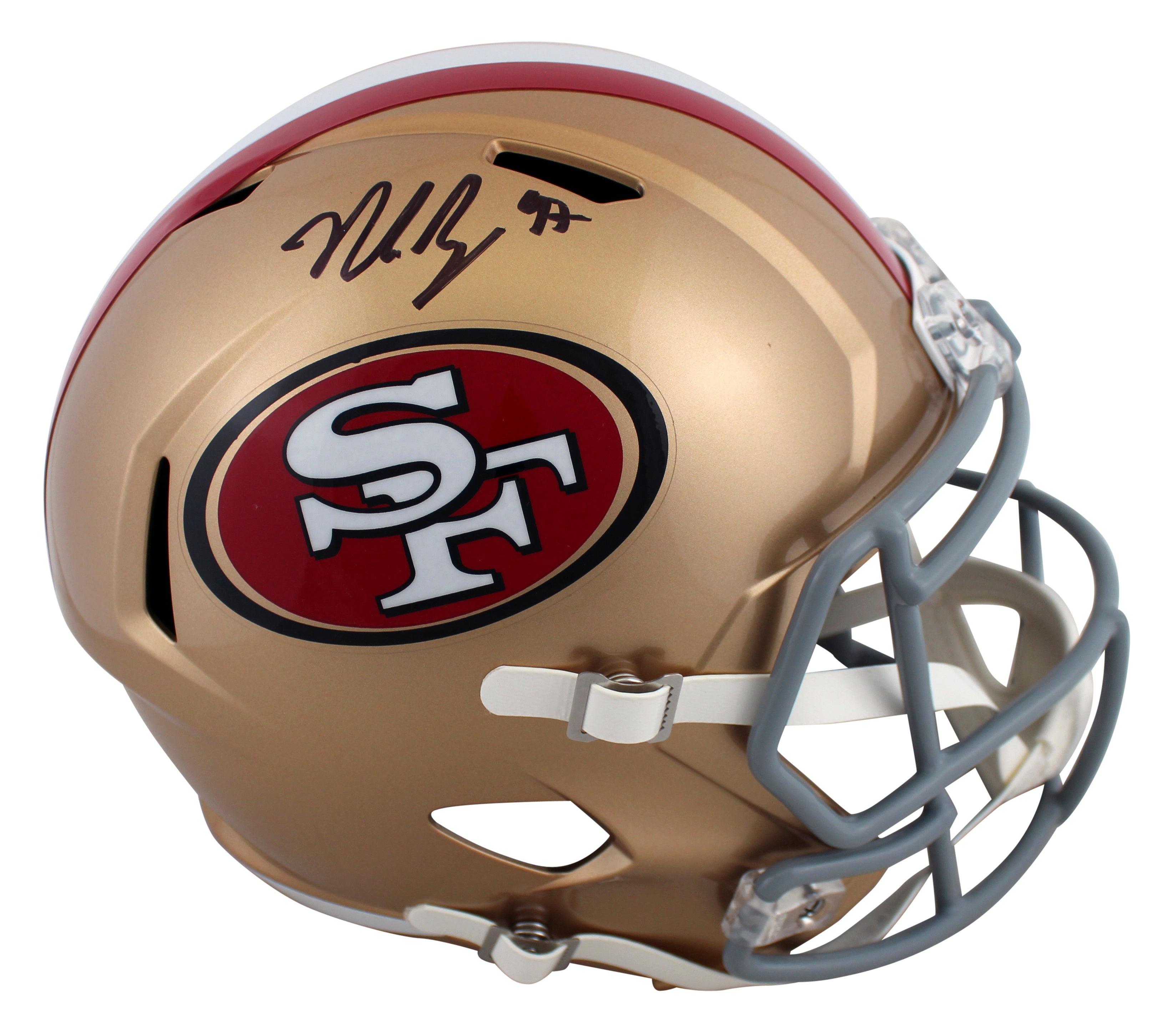 49ers Nick Bosa Authentic Signed Full Size Speed Rep Helmet w/ Case BAS Witness