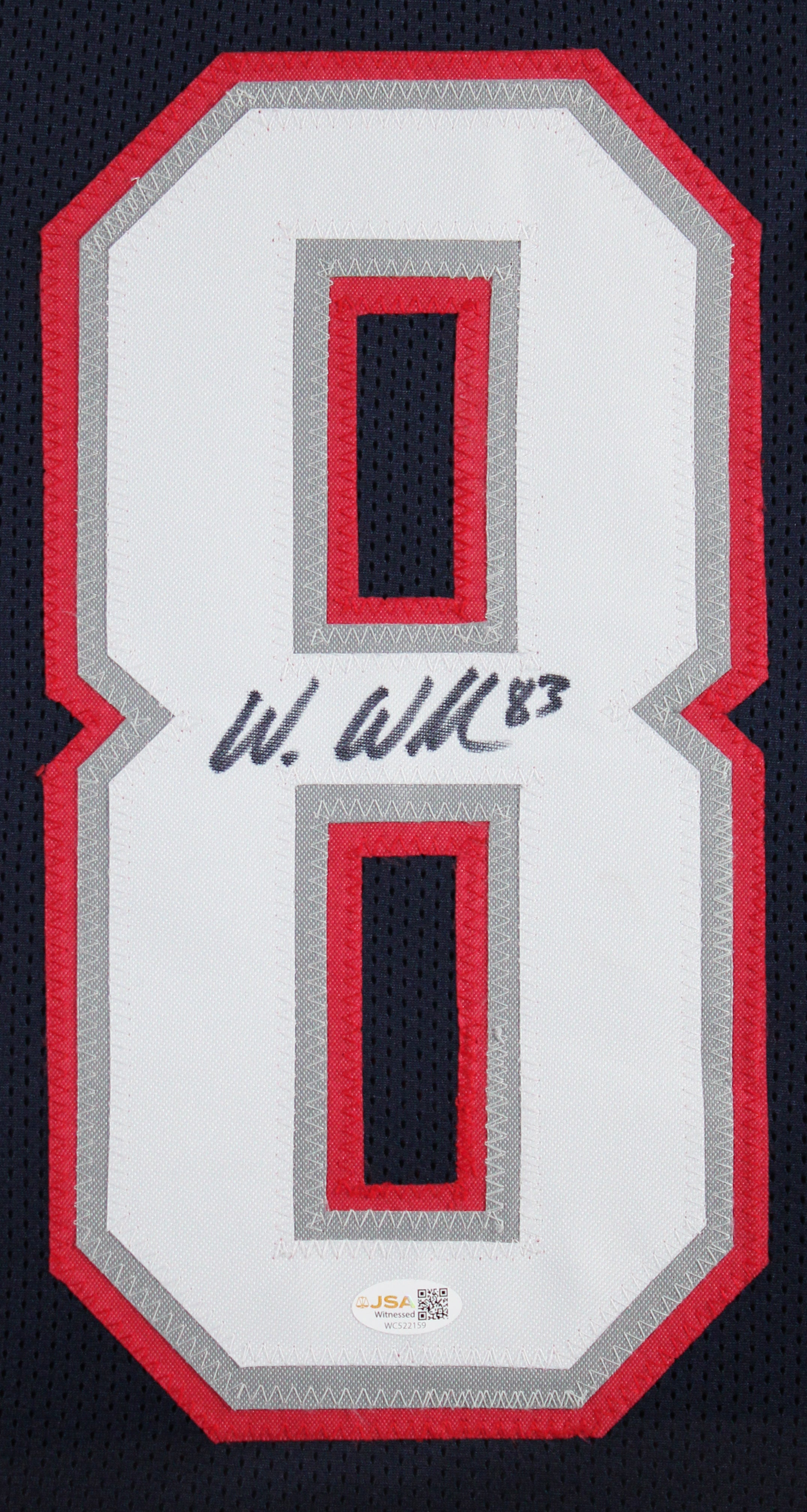 Wes Welker Authentic Signed Navy Pro Style Framed Jersey Autographed JSA Witness