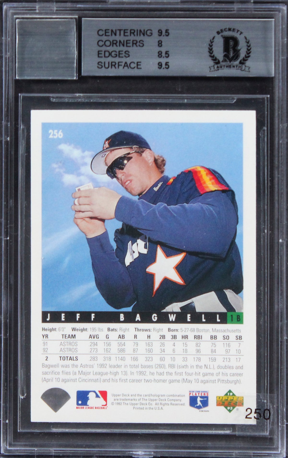 Astros Jeff Bagwell Signed 1993 Upper Deck #256 Card Graded 8.5 Auto 10 BAS Slab
