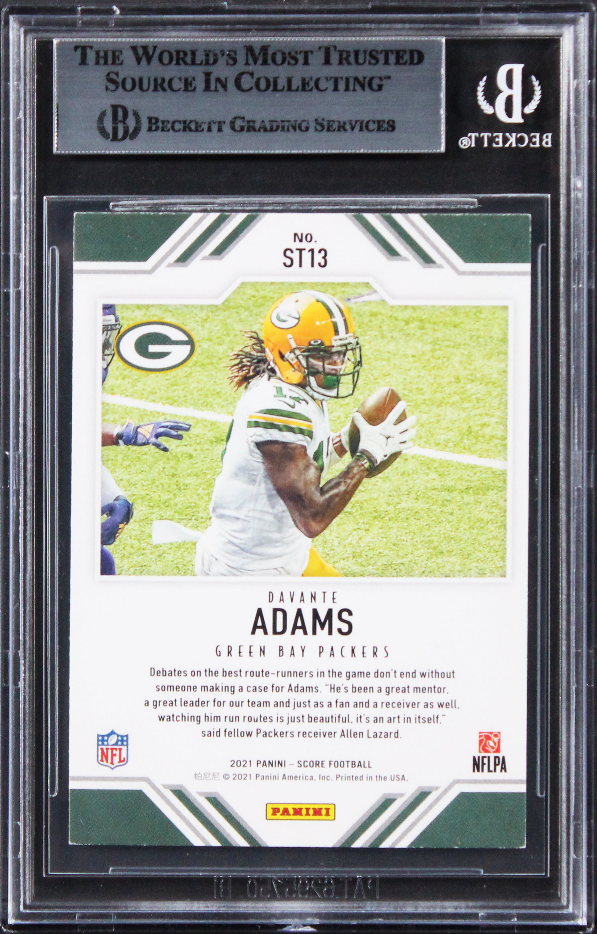 Packers Davante Adams Authentic Signed 2021 Score Team #13 Card BAS Slabbed