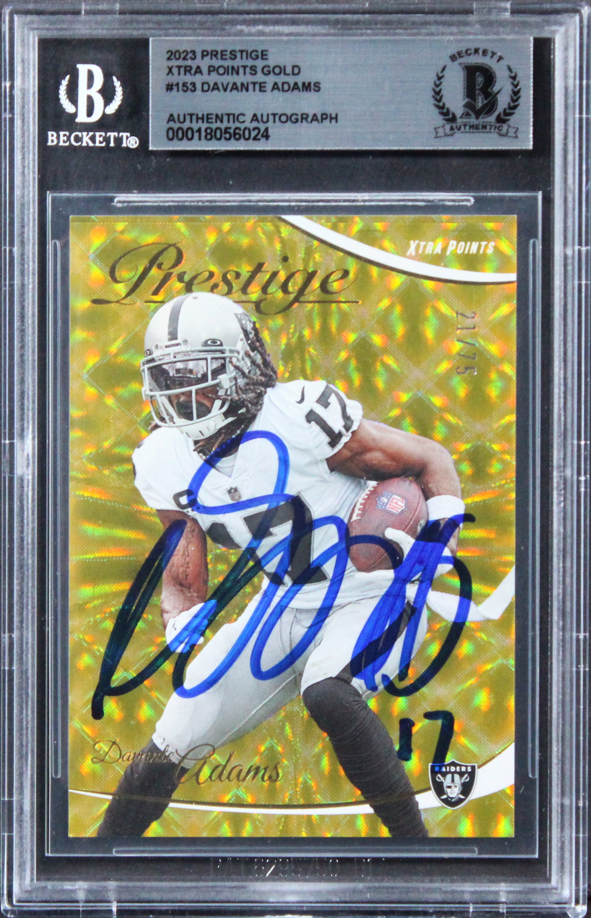 Davante Adams Signed 2023 Prestige Xtra Points Gold #153 21/75 Card BAS Slabbed