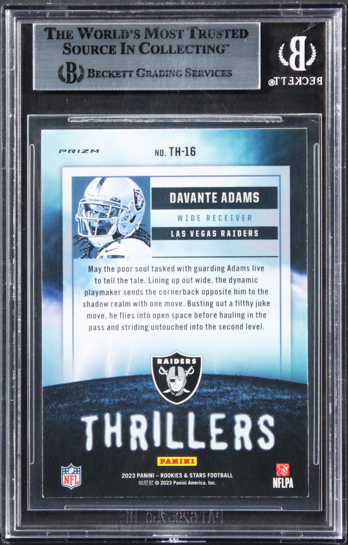 Davante Adams Signed 2023 Rookies & Stars Thrillers Silver #16 Card BAS Slabbed