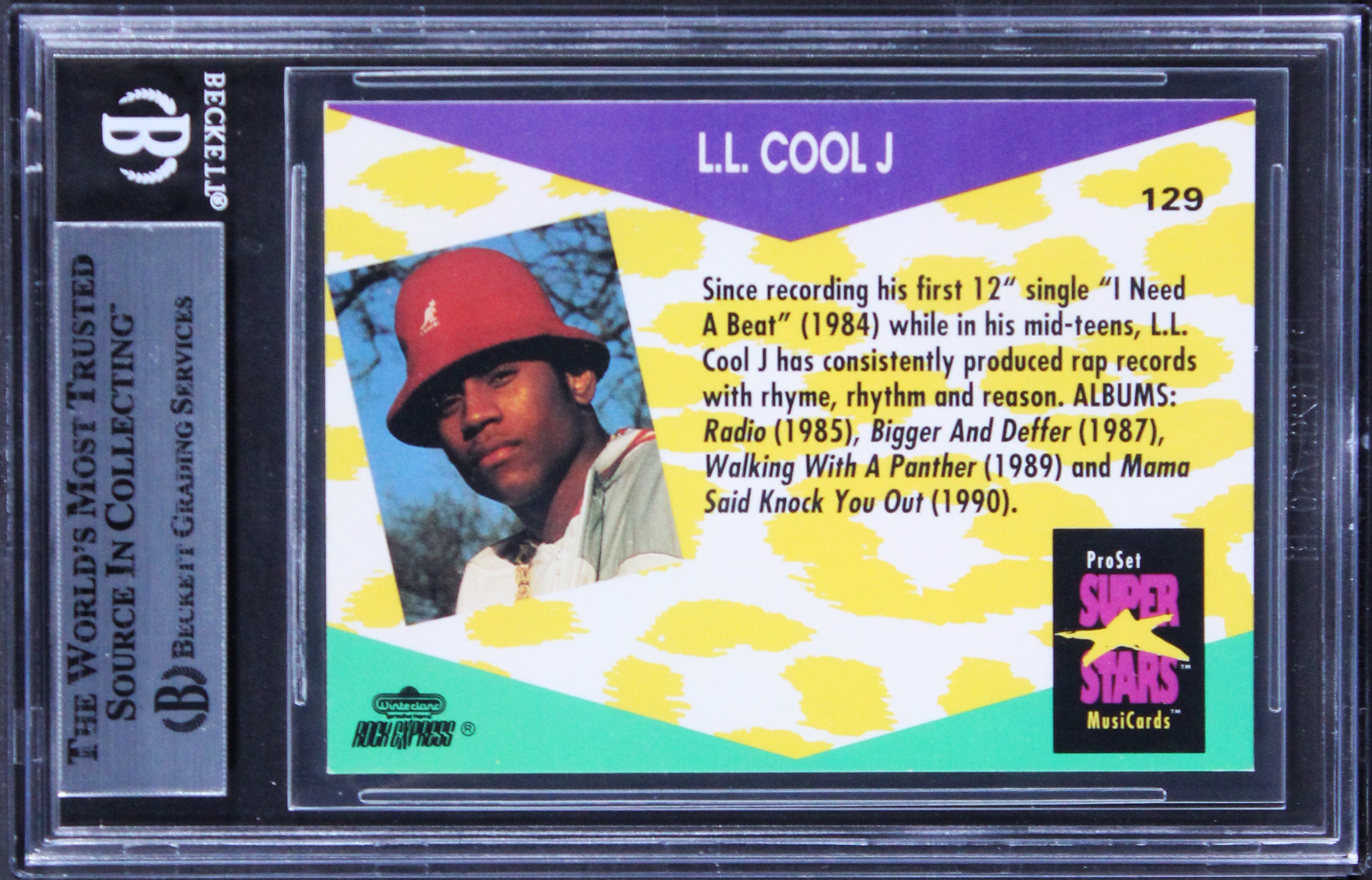 LL Cool J Signed 1991 Pro Set Superstars Musicards #129 Card BAS Slabbed