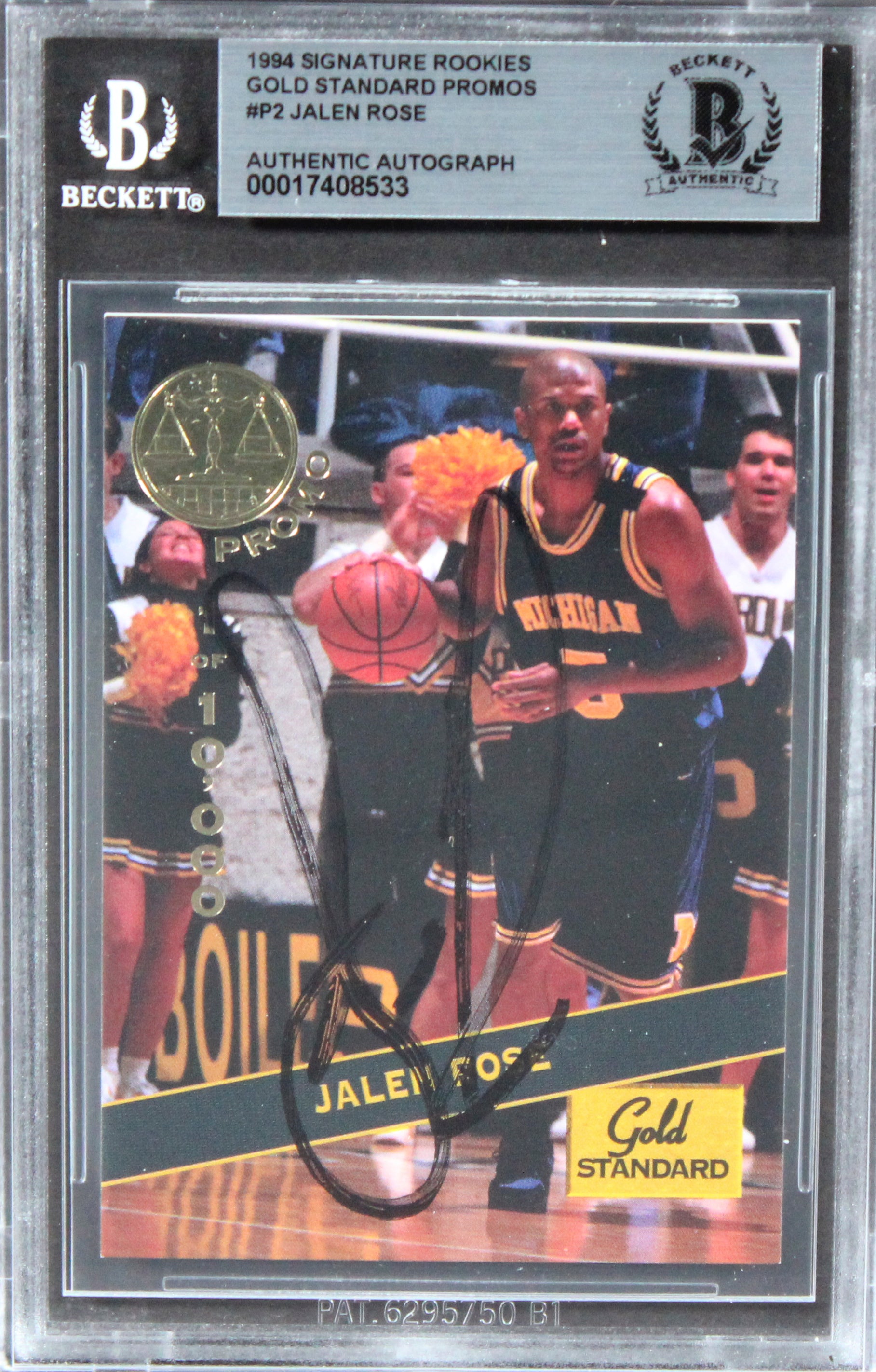 Michigan Jalen Rose Signed 1994 Signature Rookies GS Promos #P2 Card BAS Slabbed