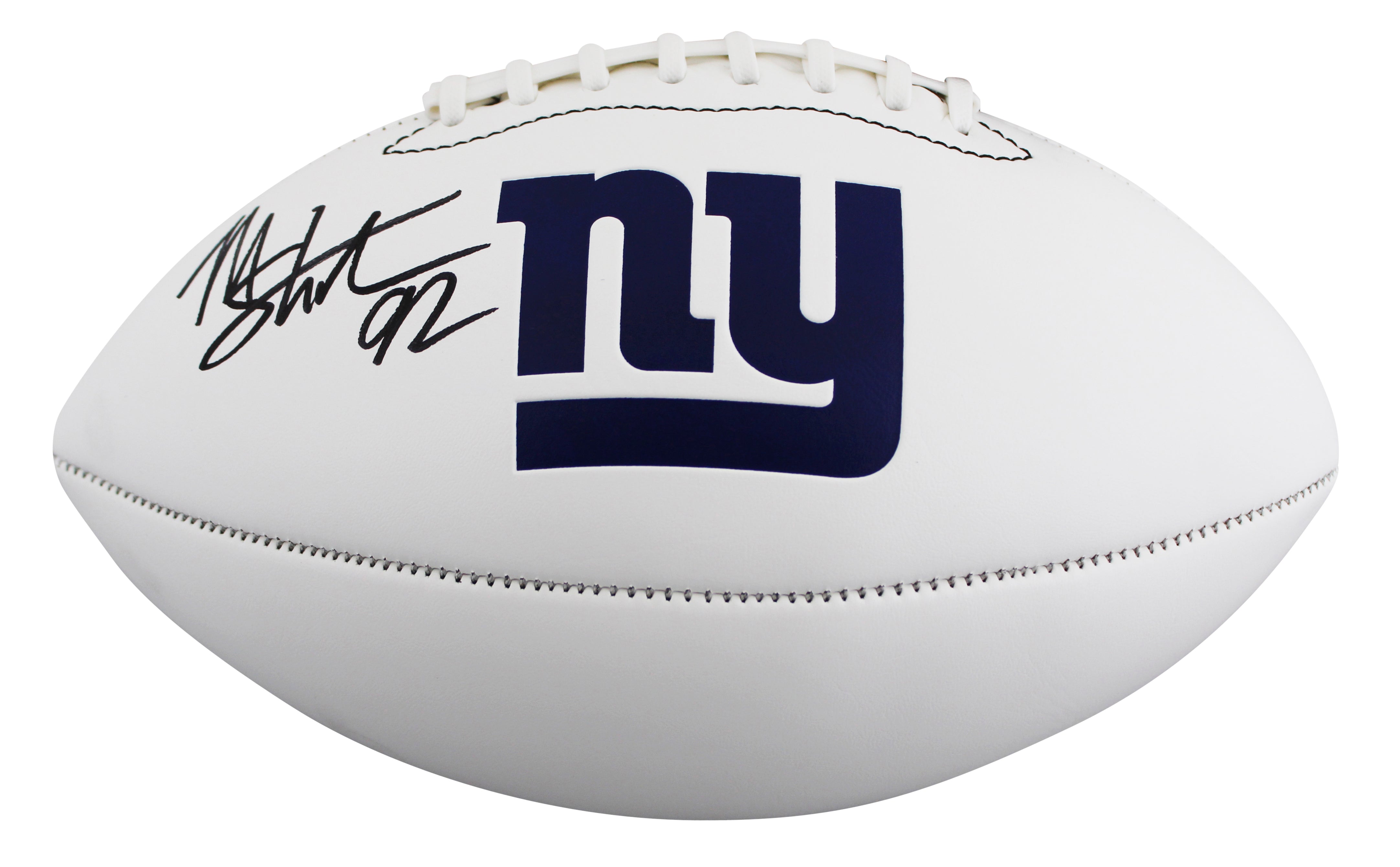 Giants Michael Strahan Signed Franklin White Panel Logo Football W/ Case BAS Wit