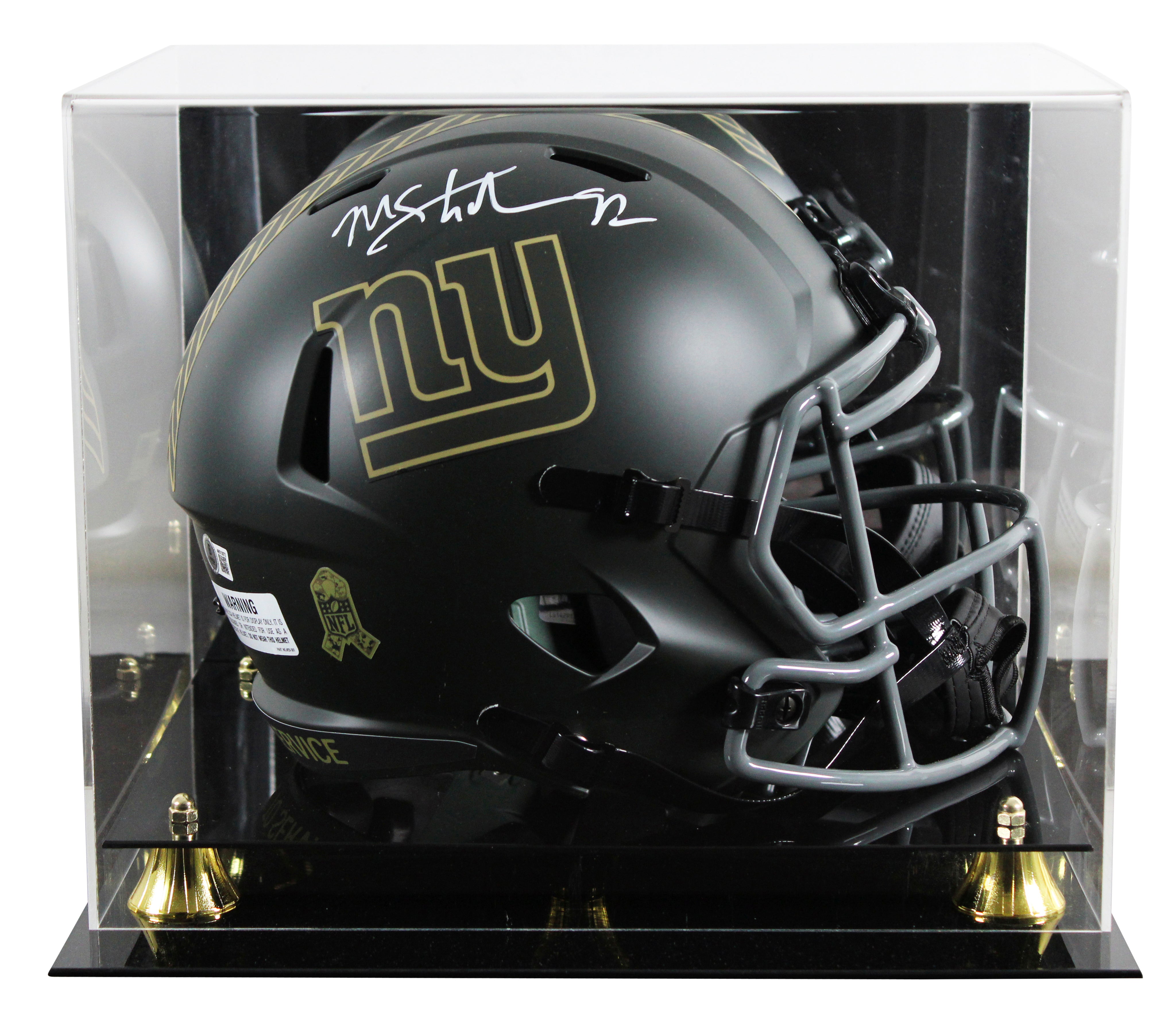Giants Michael Strahan Signed STS IV Full Size Speed Rep Helmet W/ Case BAS Wit