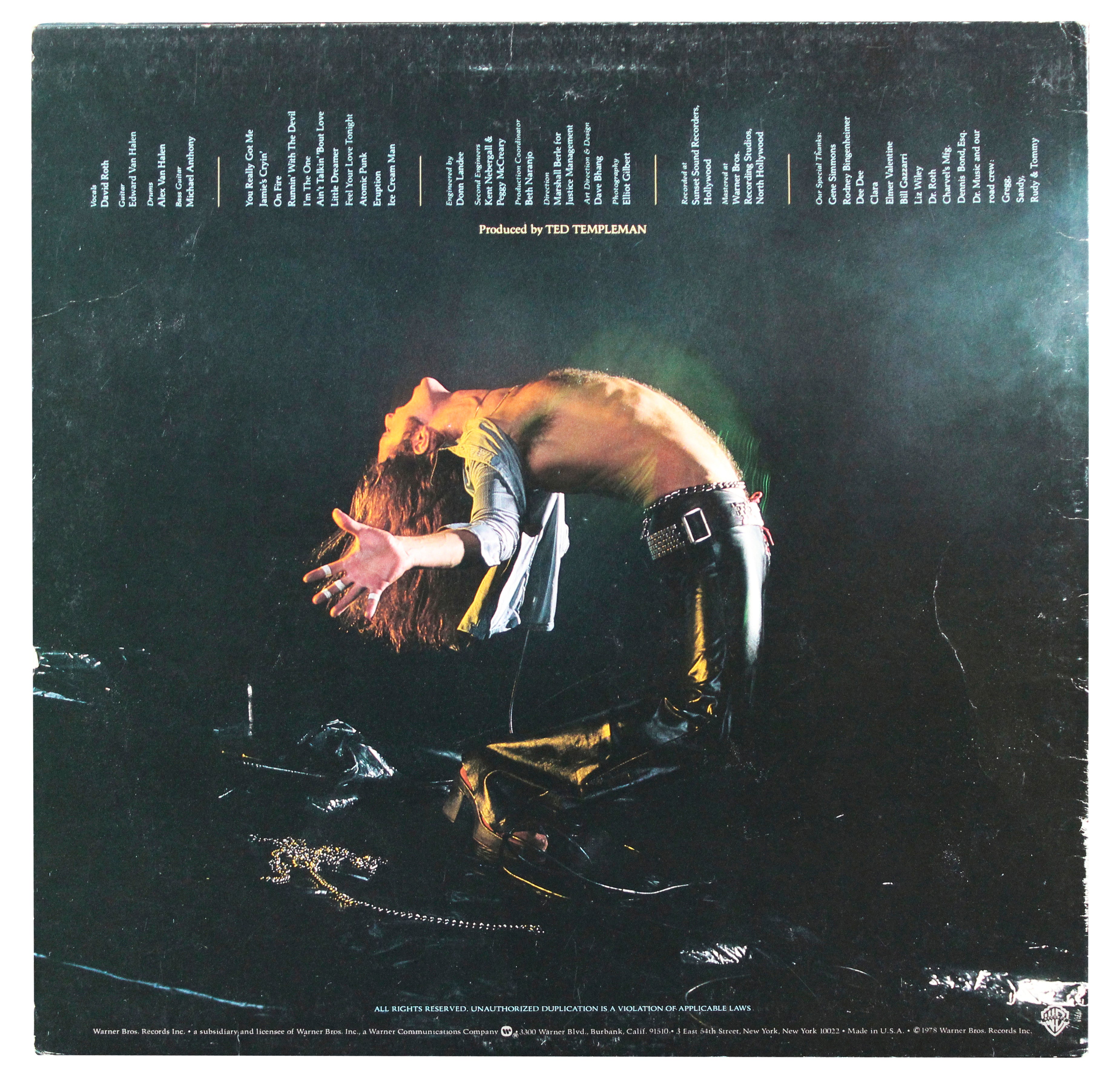 Alex Van Halen & Michael Anthony Signed Self Titled Album Cover BAS Slabbed