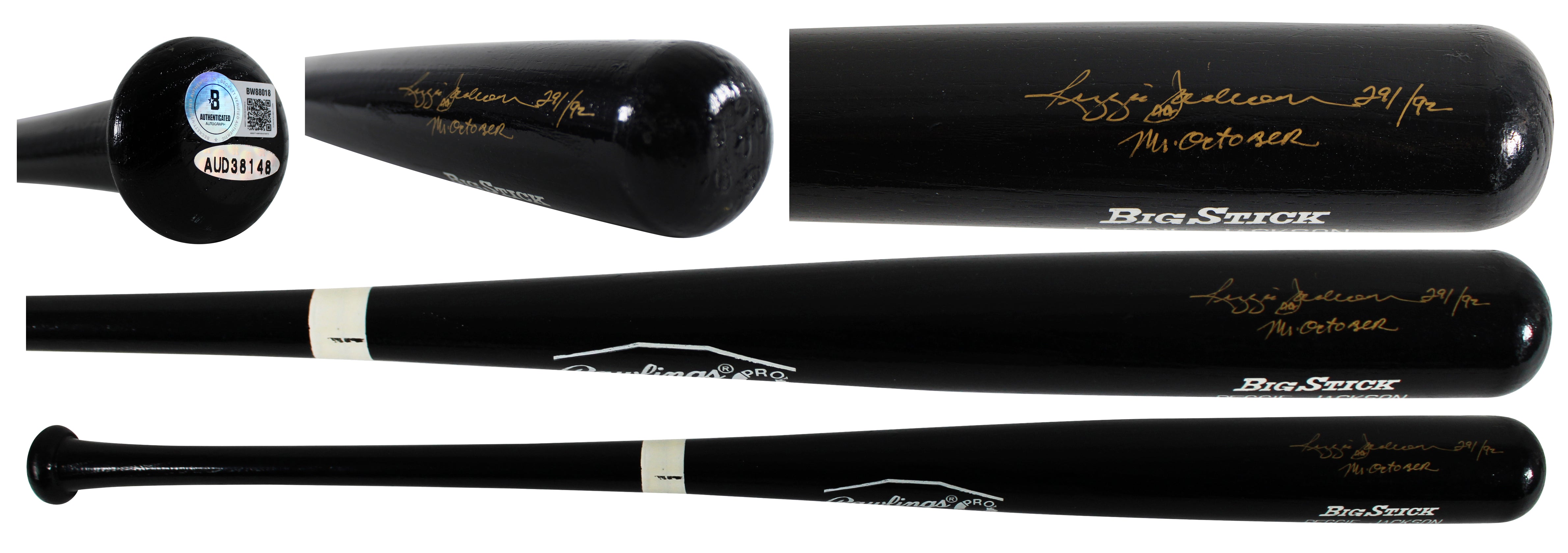 Reggie Jackson "Mr. October" Signed Rawlings Player Model LE #29/92 Bat UDA BAS