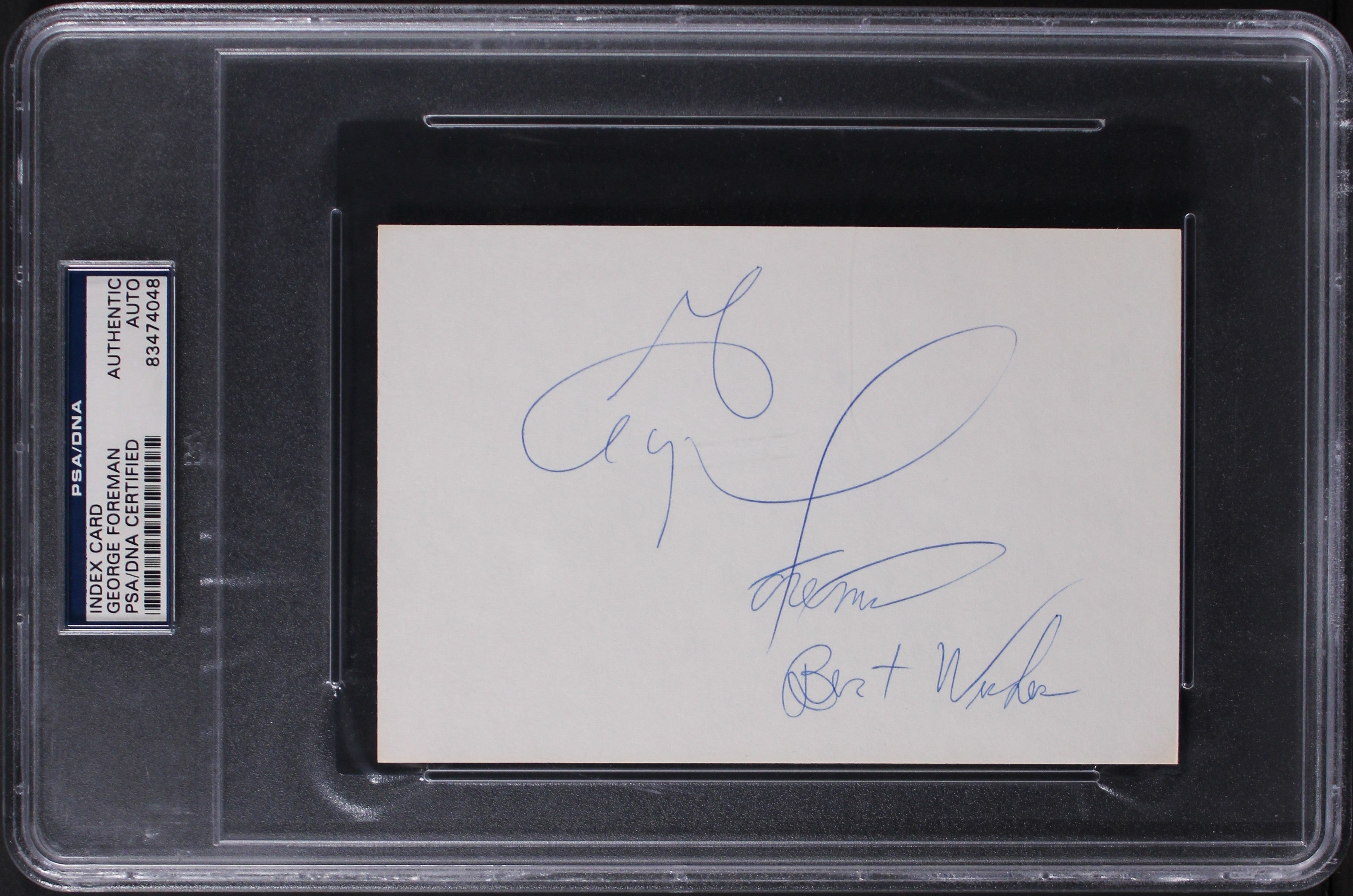 George Foreman Authentic Signed 4x6 Index Card Autographed PSA/DNA Slabbed