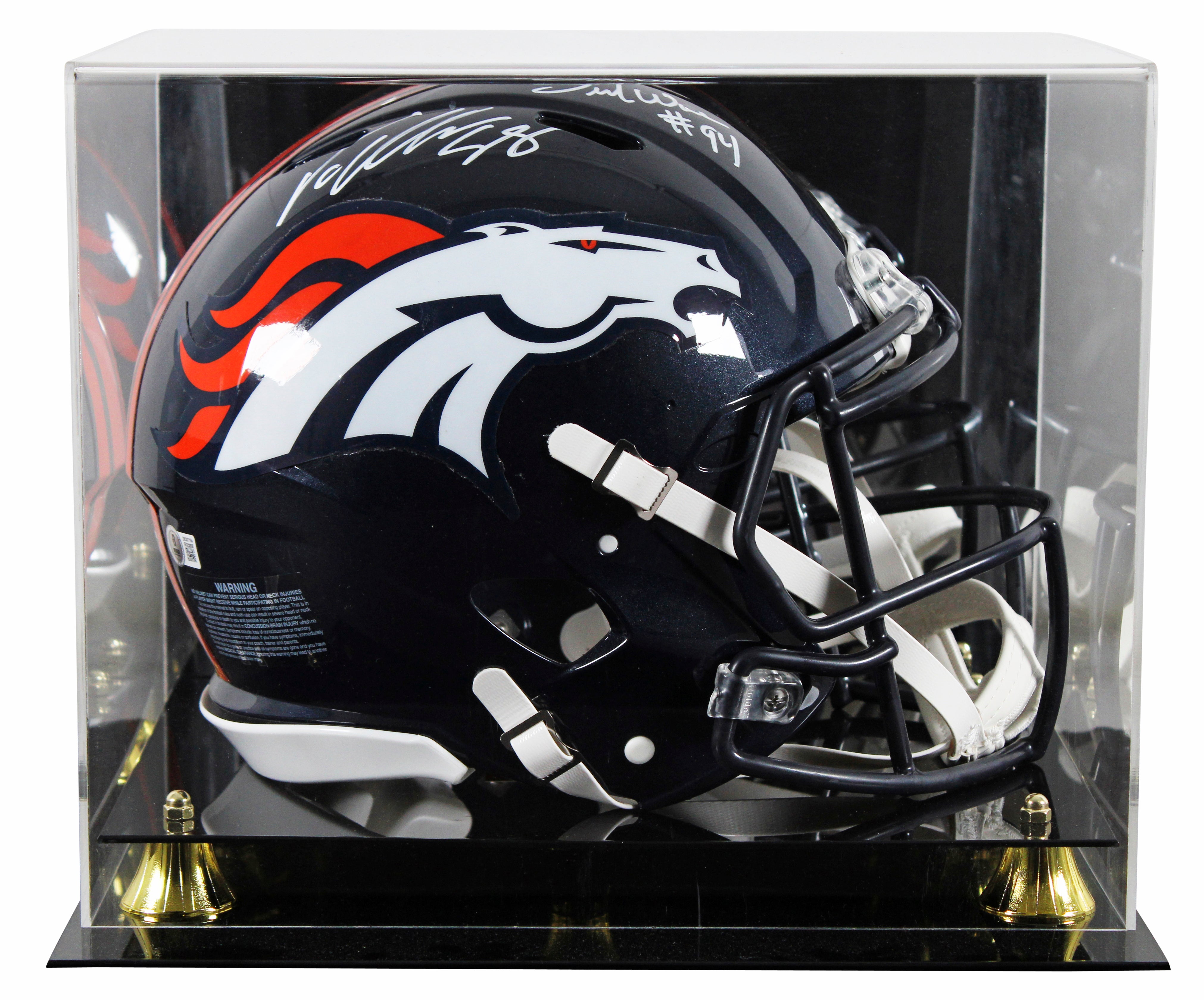 Broncos DeMarcus Ware & Von Miller Signed F/S Speed Proline Helmet W/ Case BAS W