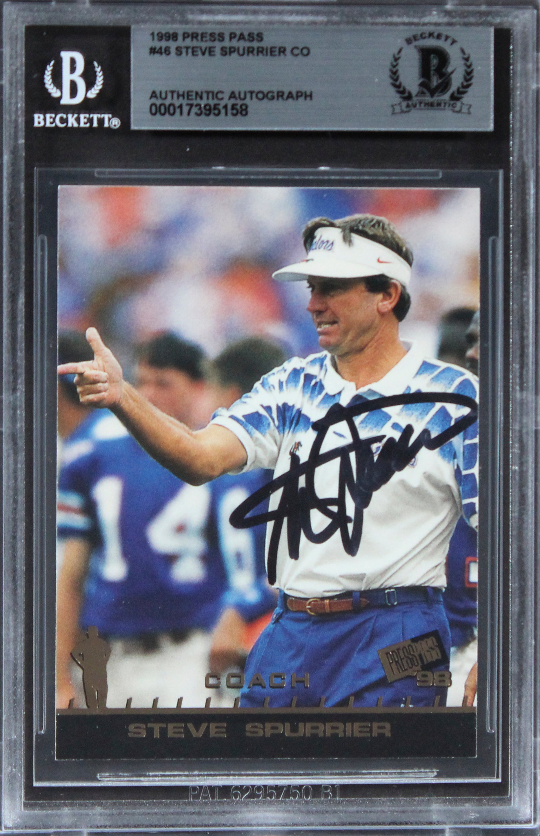 Florida Steve Spurrier Authentic Signed 1998 Press Pass #46 Card BAS Slabbed