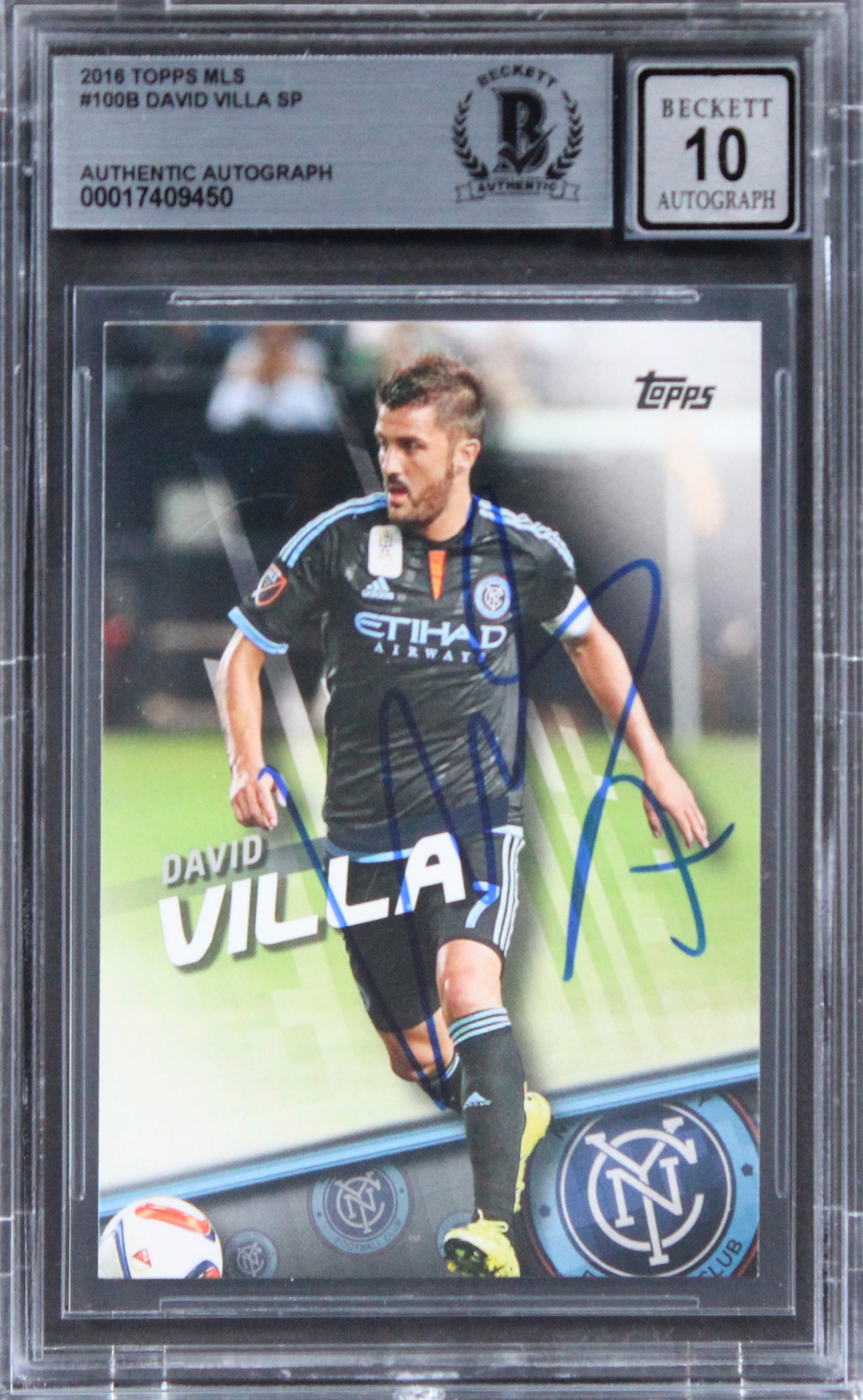 David Villa Authentic Signed 2016 Topps MLS #100B Card Autographed BAS Slabbed