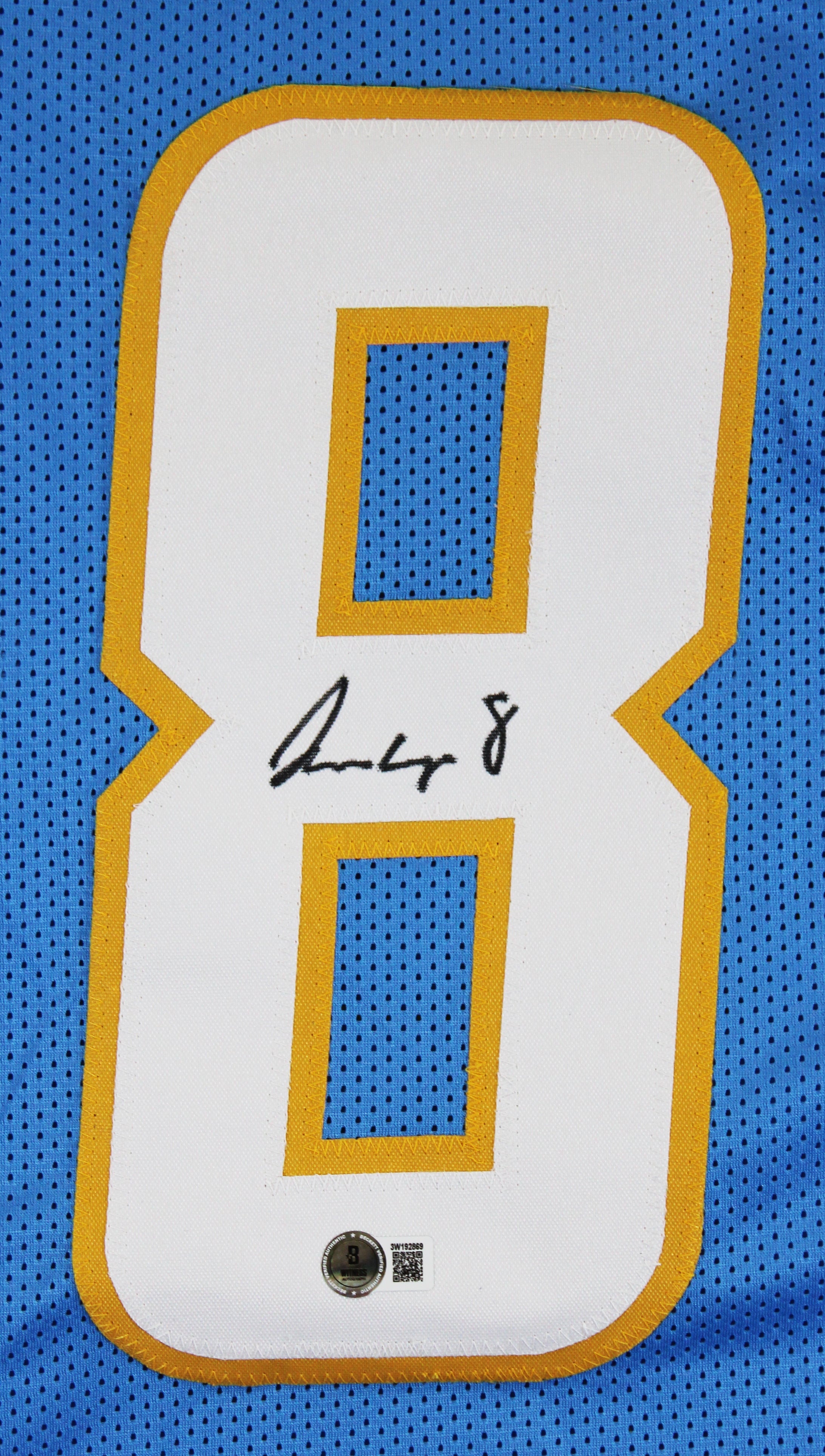 Omarion Hampton Signed Powder Blue Pro Style Jersey Autographed BAS Witnessed