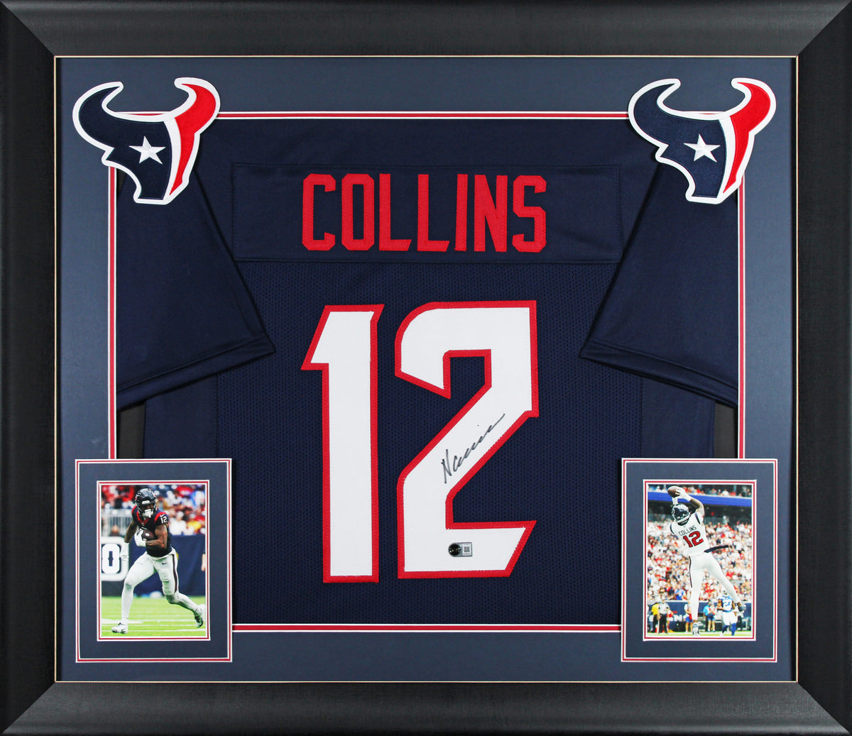 Nico Collins Authentic Signed Navy Pro Style Framed Jersey BAS Witnessed 2