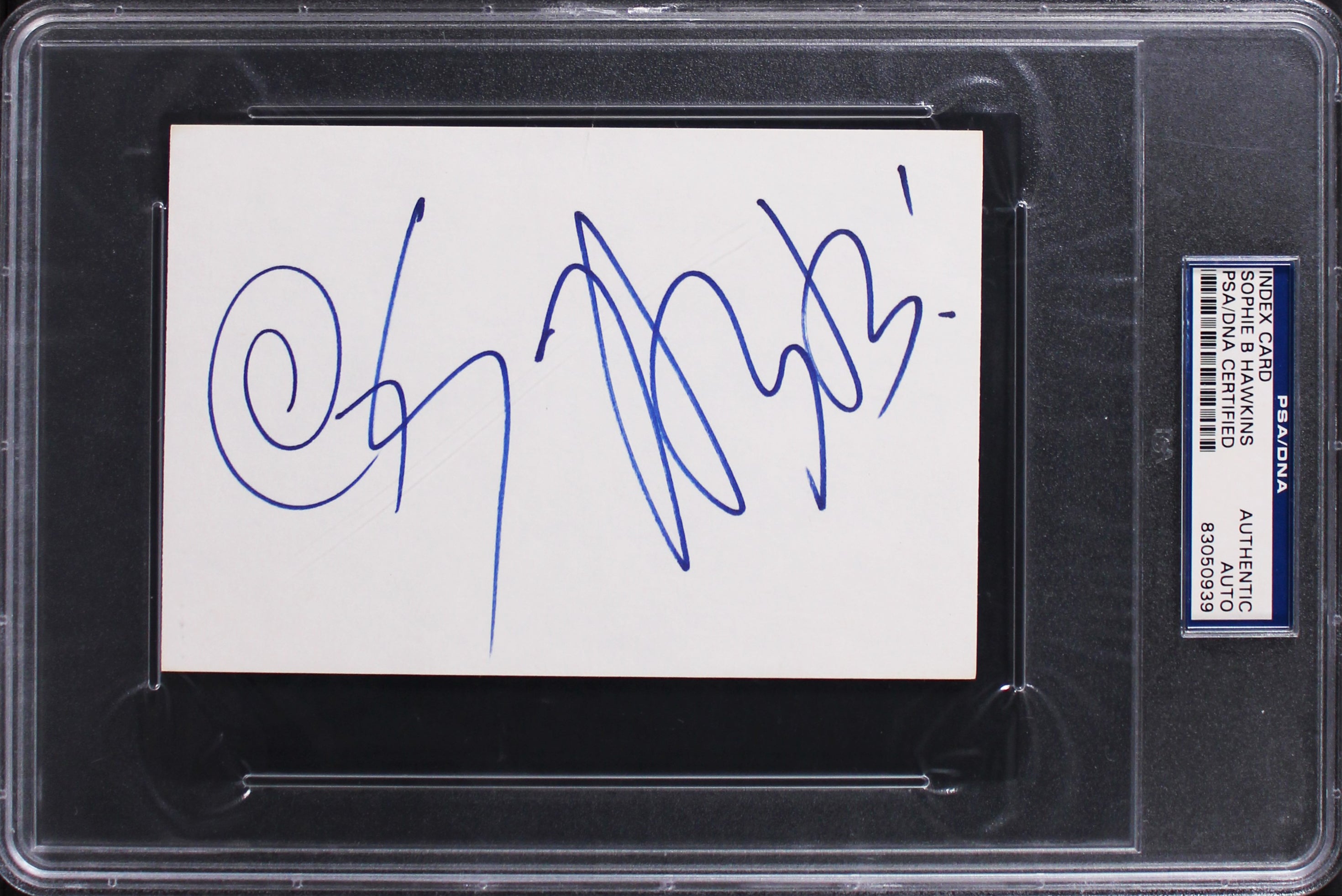 Sophie B Hawkins Tongues and Tails Authentic Signed 4x6 Index Card PSA/DNA Slab