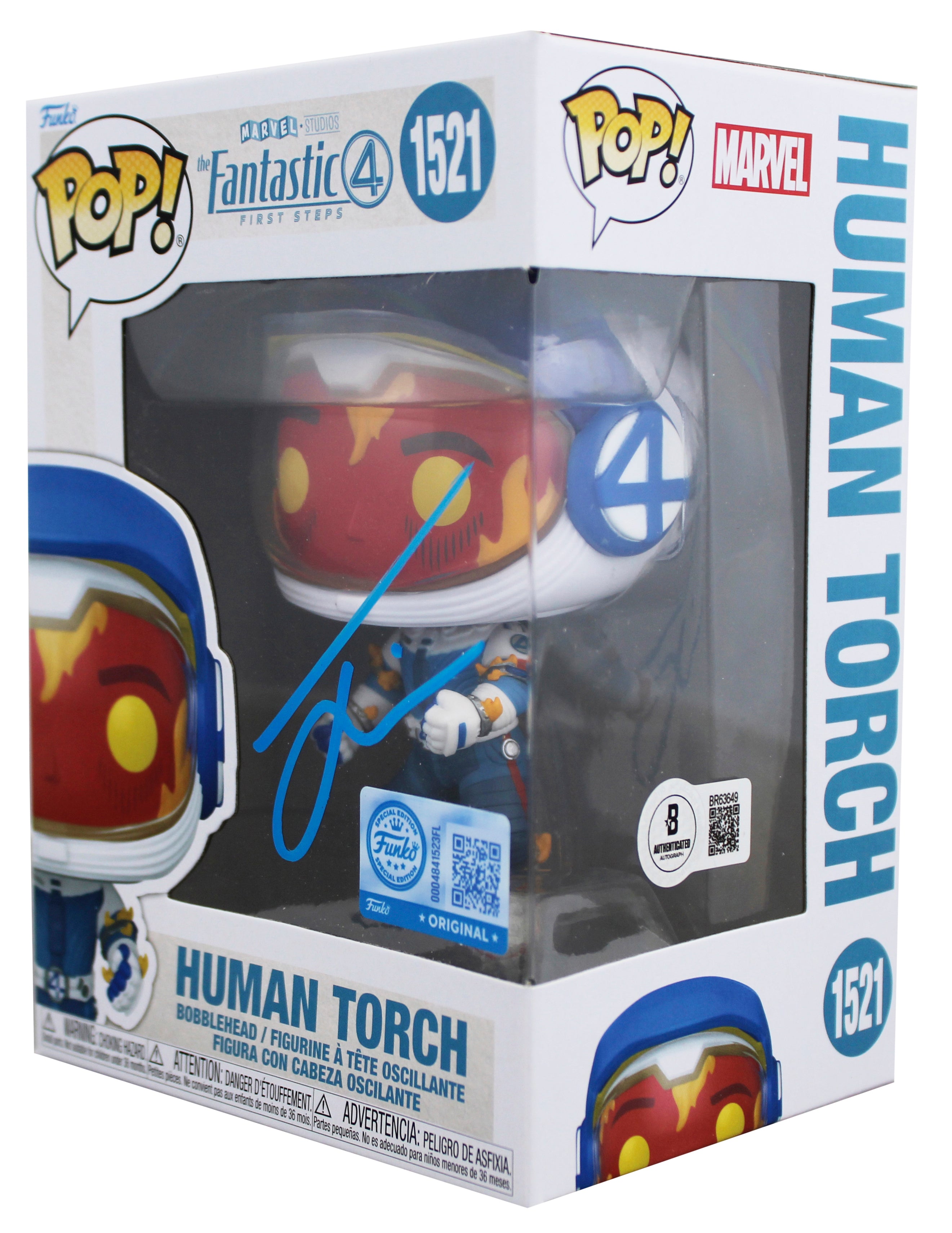 Joseph Quinn Signed Human Torch #1521 Funko Pop Vinyl Figure BAS #BR63649