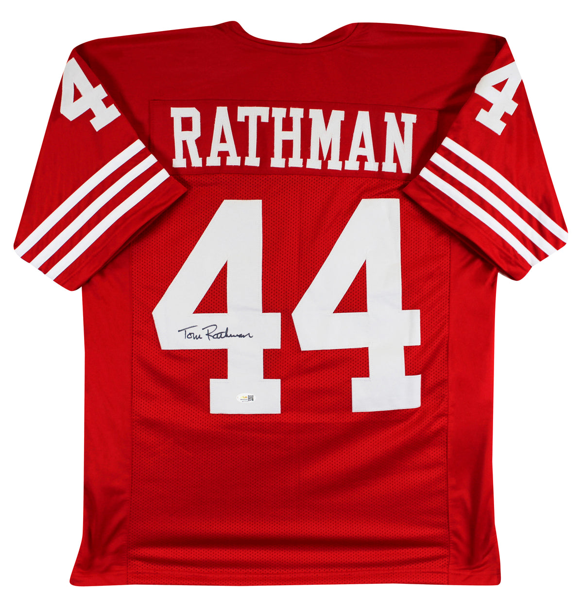 Tom Rathman Authentic Signed Red Pro Style Jersey Autographed JSA Witness