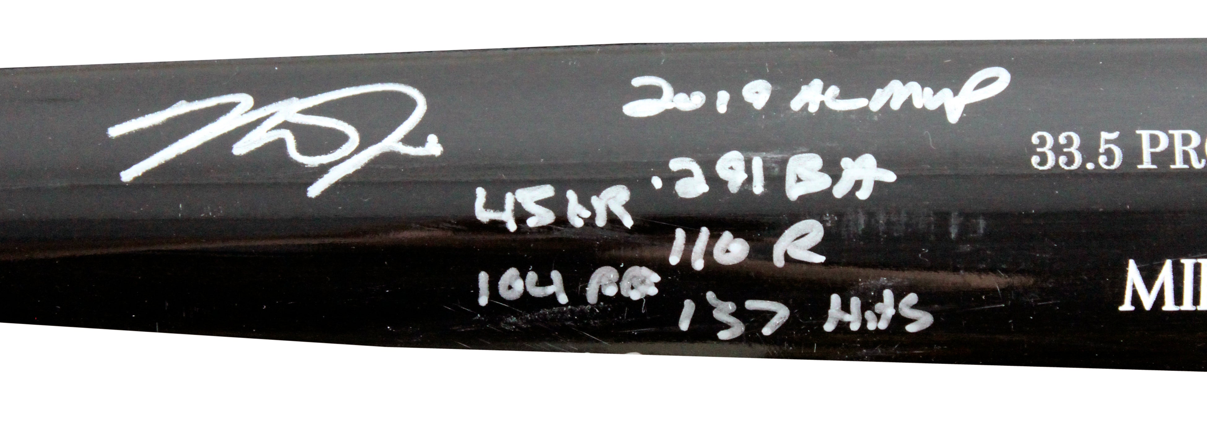 Mike Trout "2019 Stat" Signed Game Ready Old Hickory Pro Maple MT27* 1/1 Bat BAS