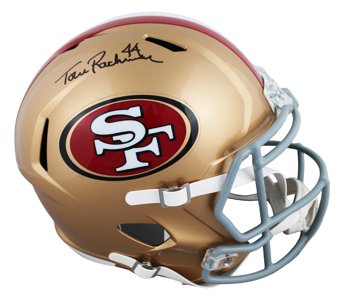 49ers Tom Rathman Authentic Signed Full Size Speed Rep Helmet JSA Witness