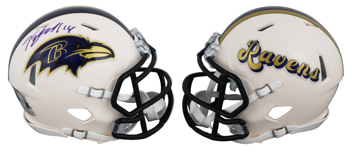 Ravens Kyle Hamilton Signed Retro Speed Mini Helmet W/ Case BAS Witnessed