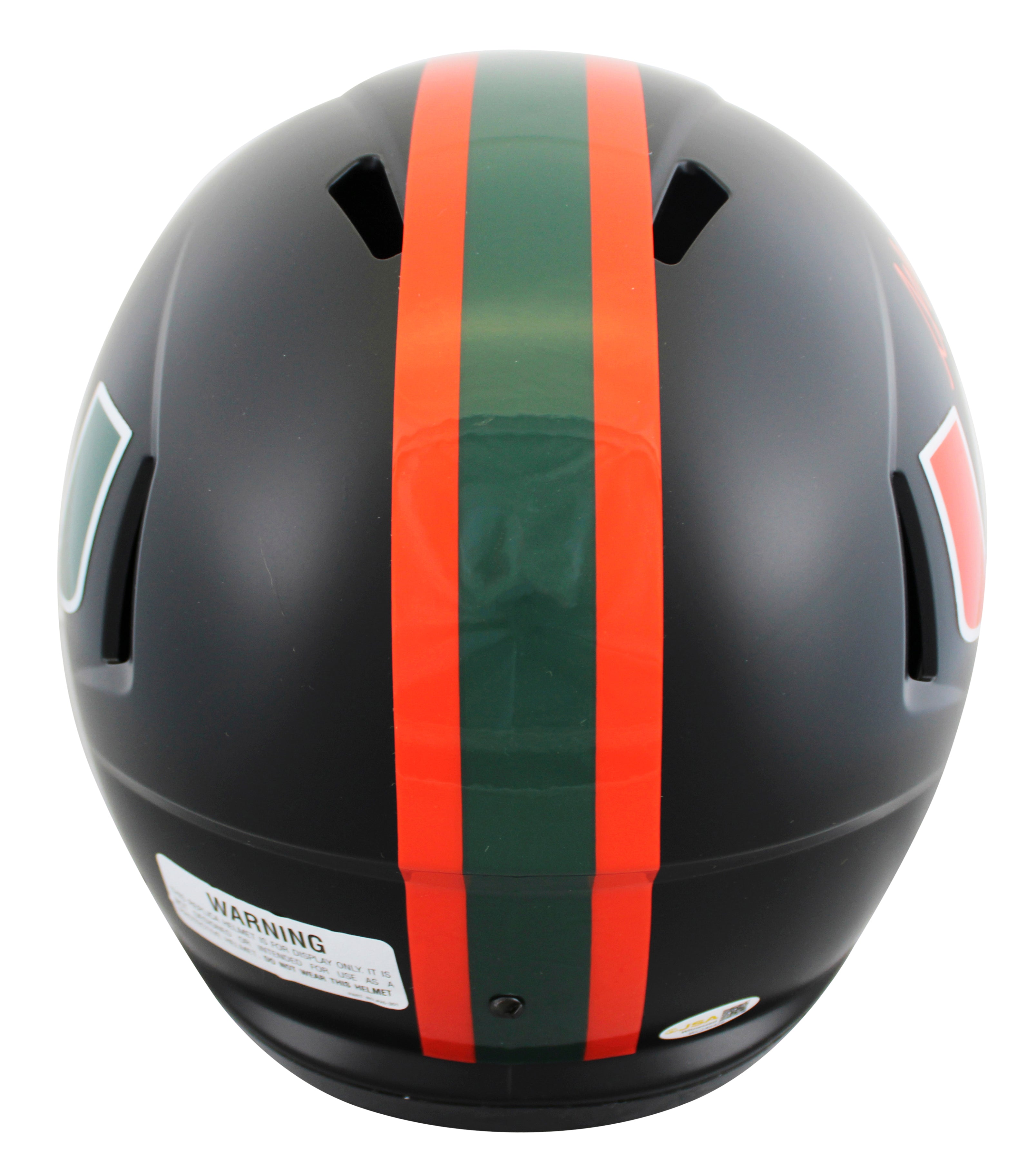Miami Akheem Mesidor Signed 2017 Alt Black Full Size Speed Rep Helmet JSA Wit