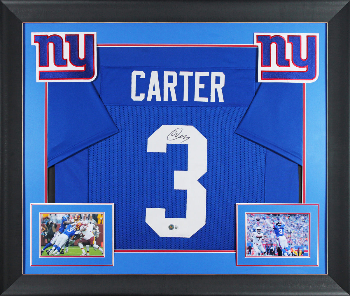 Abdul Carter Authentic Signed Blue Pro Style Framed Jersey BAS Witnessed 2