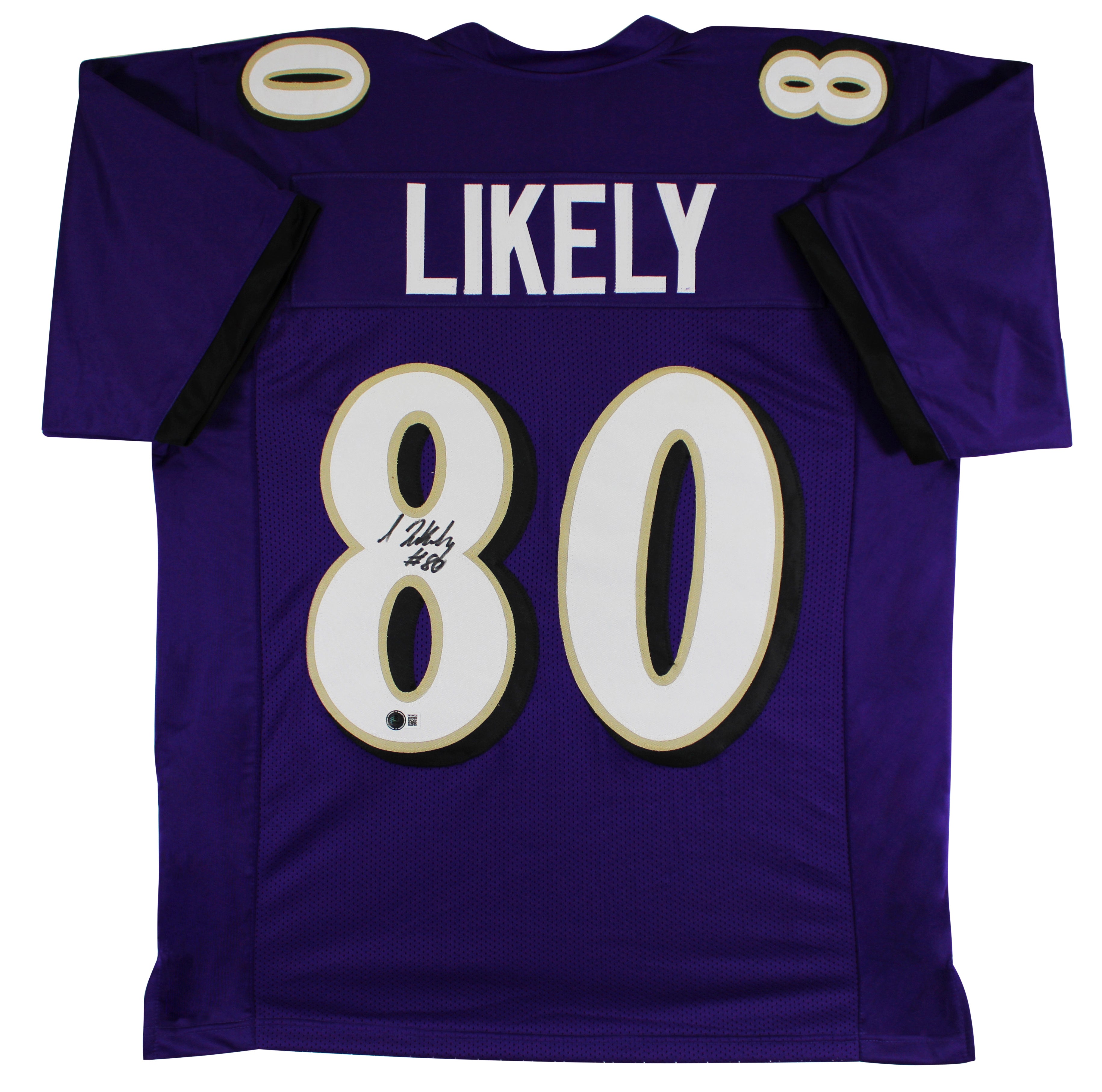 Isaiah Likely Authentic Signed Purple Pro Style Jersey Autographed BAS Witnessed