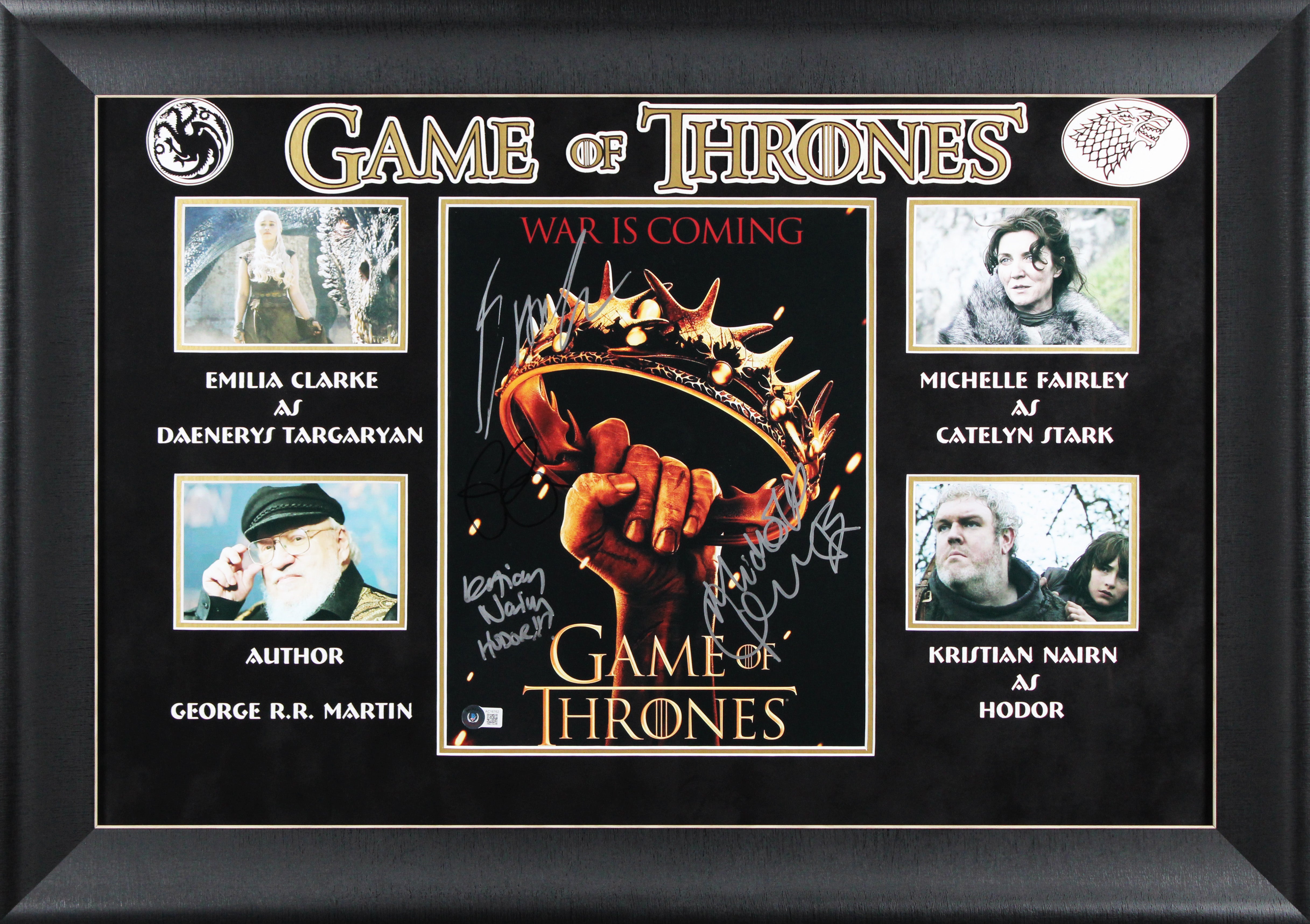 Game of Thrones (4) Clarke, Martin, Nairn +1 Signed 11x14 Framed Photo BAS