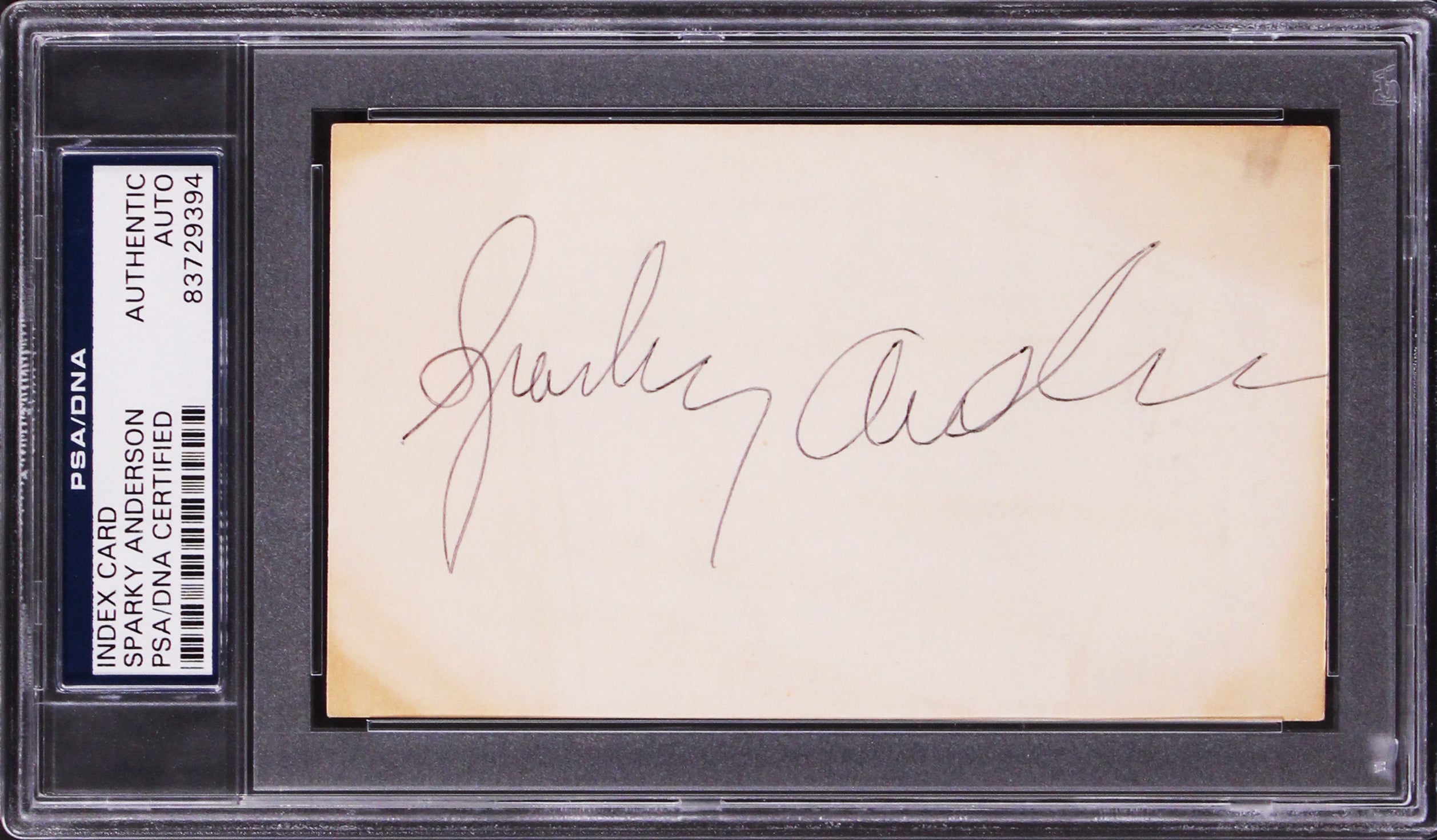 Tigers Sparky Anderson Authentic Signed 3x5 Index Card PSA/DNA Slabbed