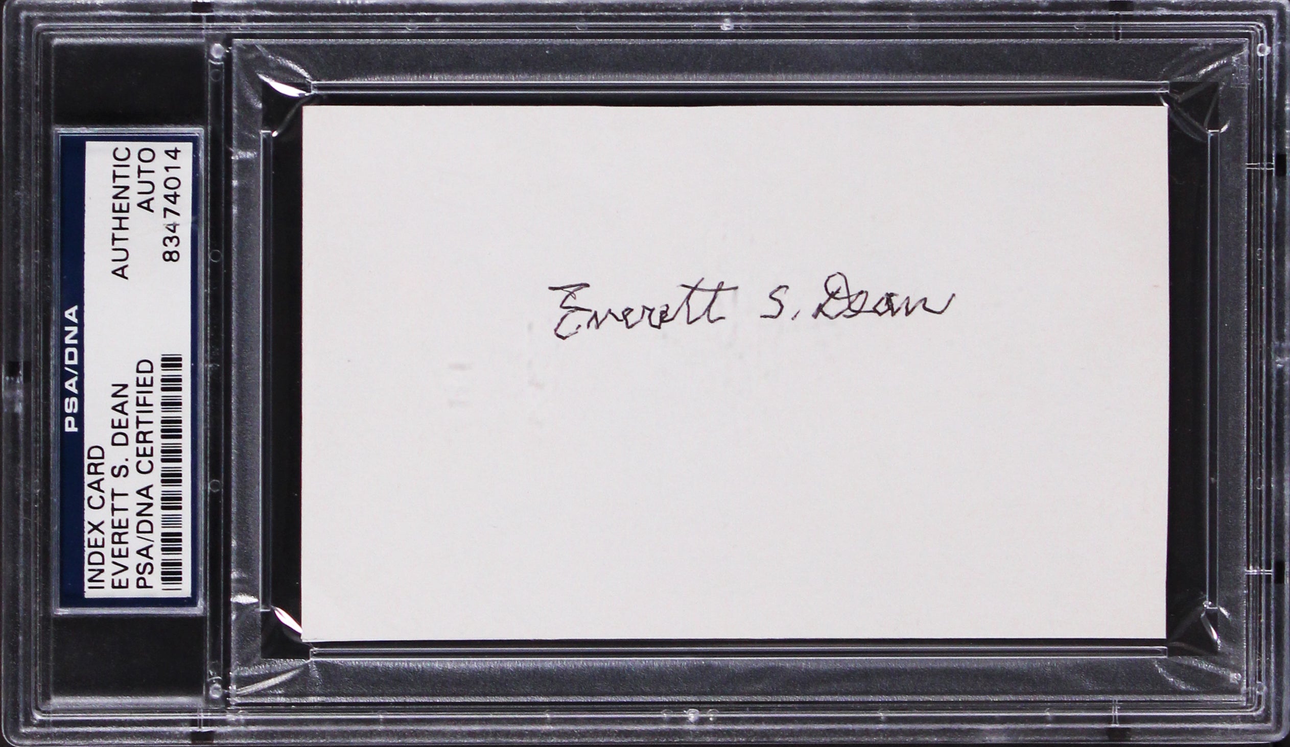 Indiana Everett S. Dean Authentic Signed 3x5 Index Card PSA/DNA Slabbed