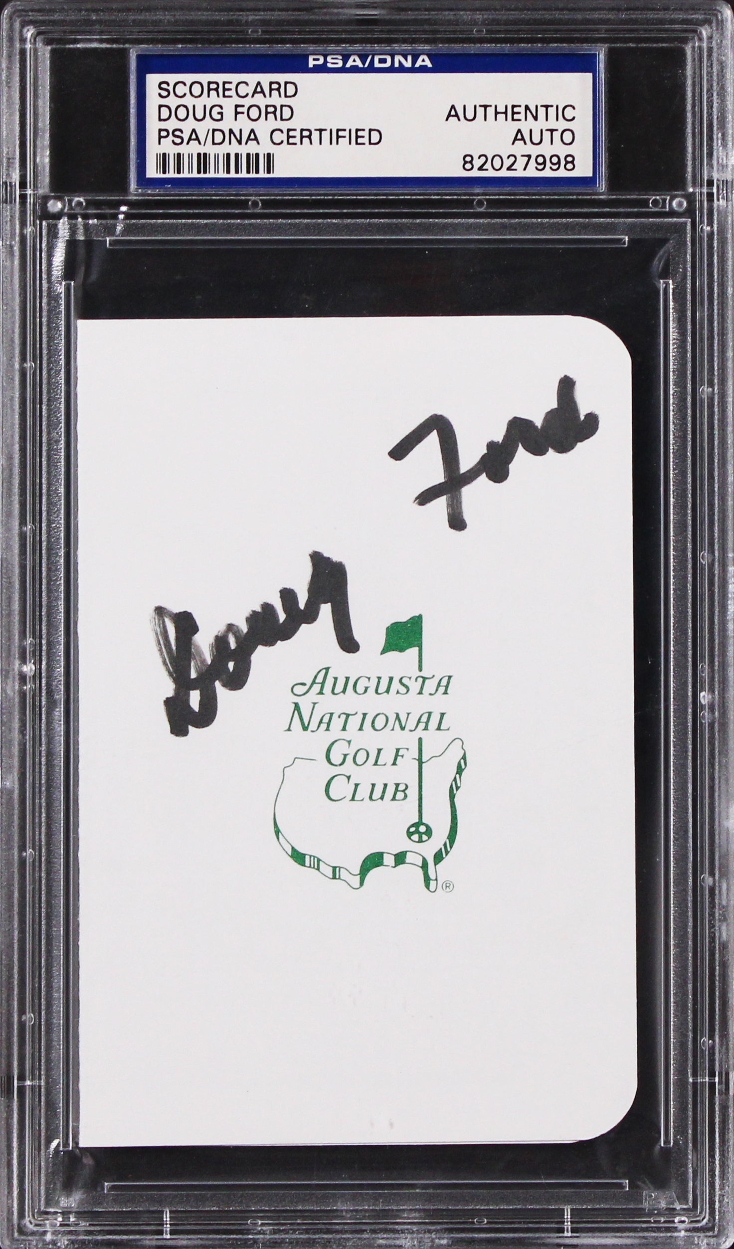 Doug Ford Signed 3.25x4.75 Masters Augusta National Golf Club Scorecard PSA Slab