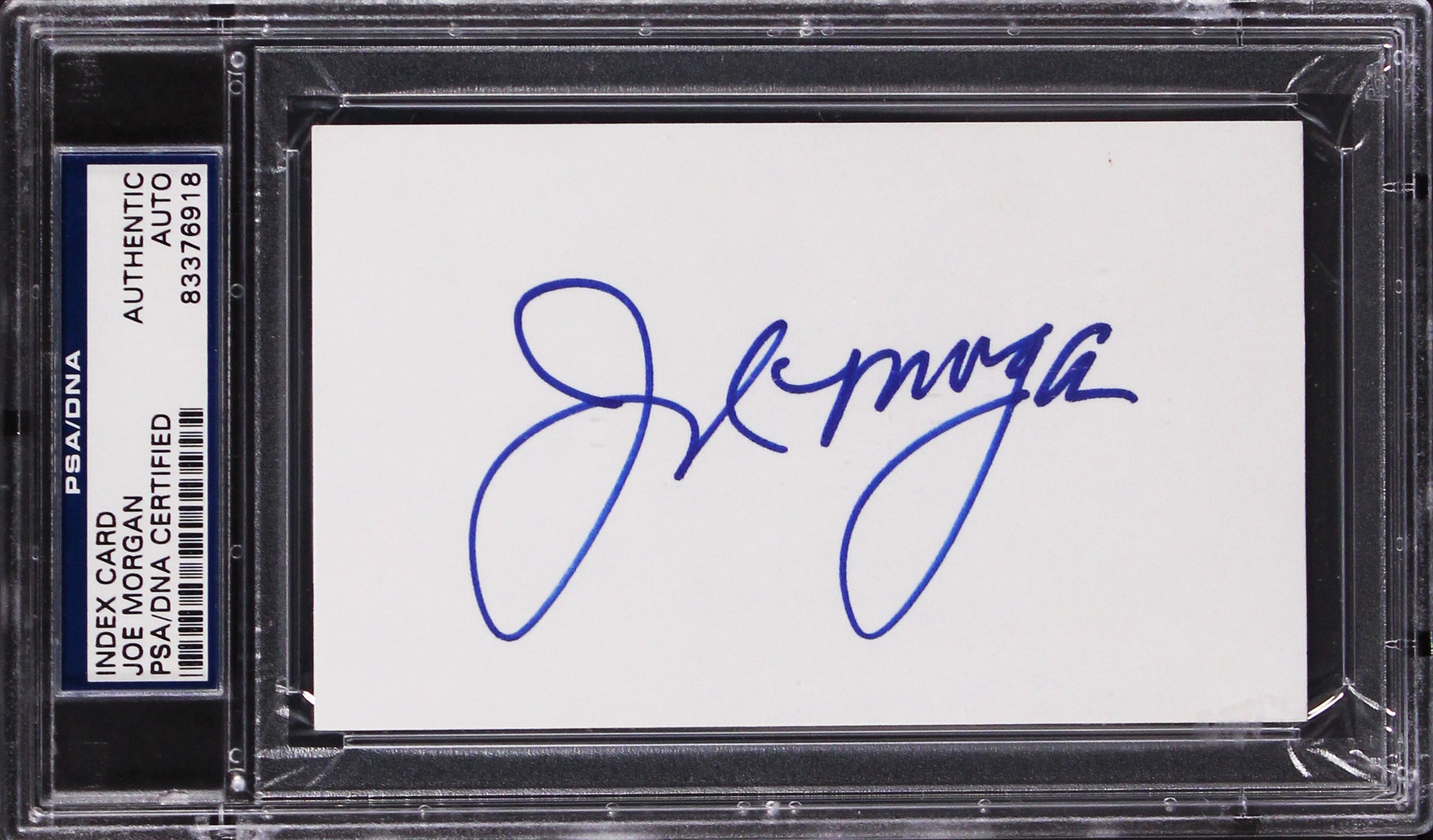 Reds Joe Morgan Authentic Signed 3x5 Index Card Autographed PSA/DNA Slabbed