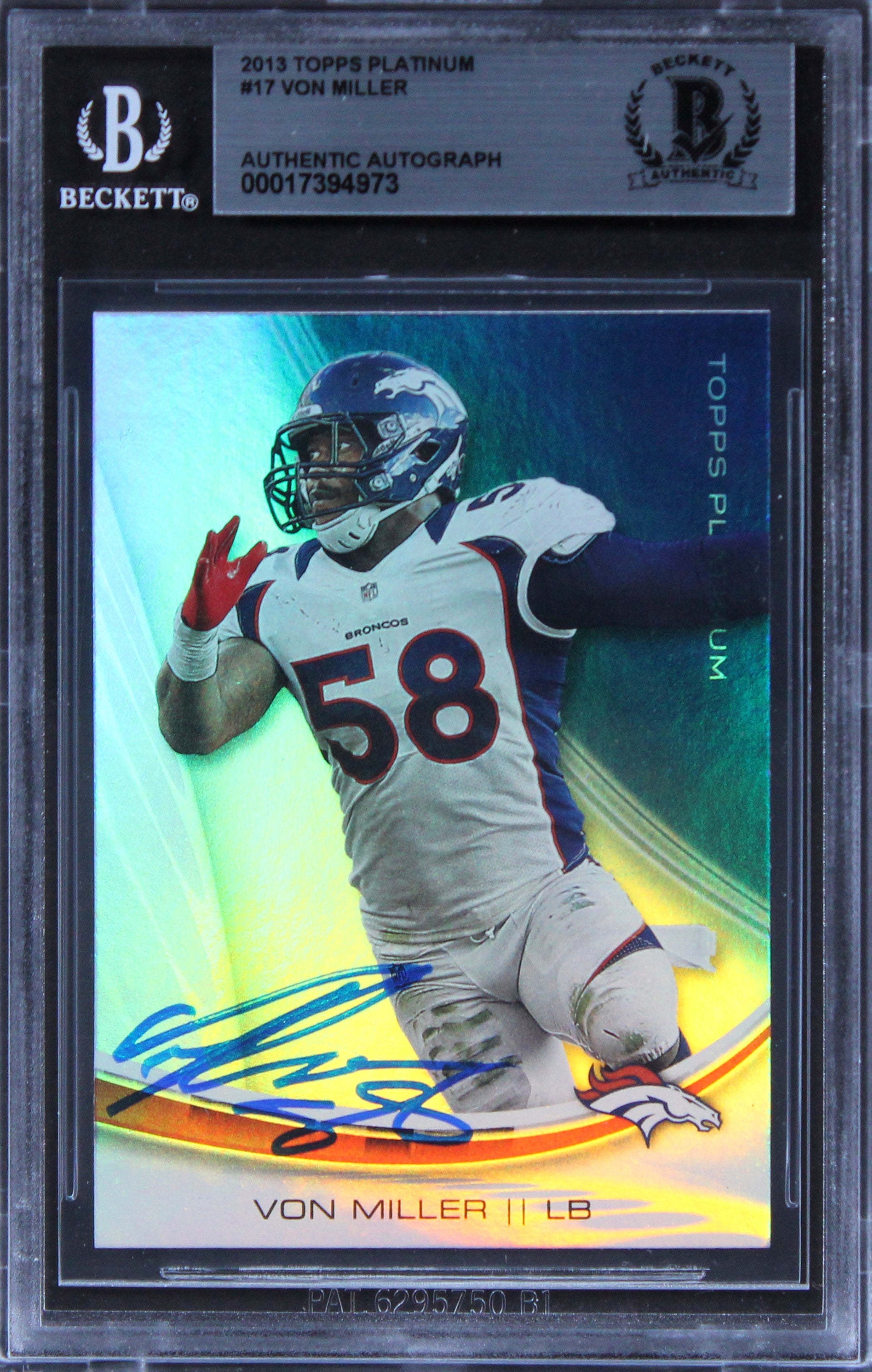 Broncos Von Miller Authentic Signed 2013 Topps Platinum #17 Card BAS Slabbed