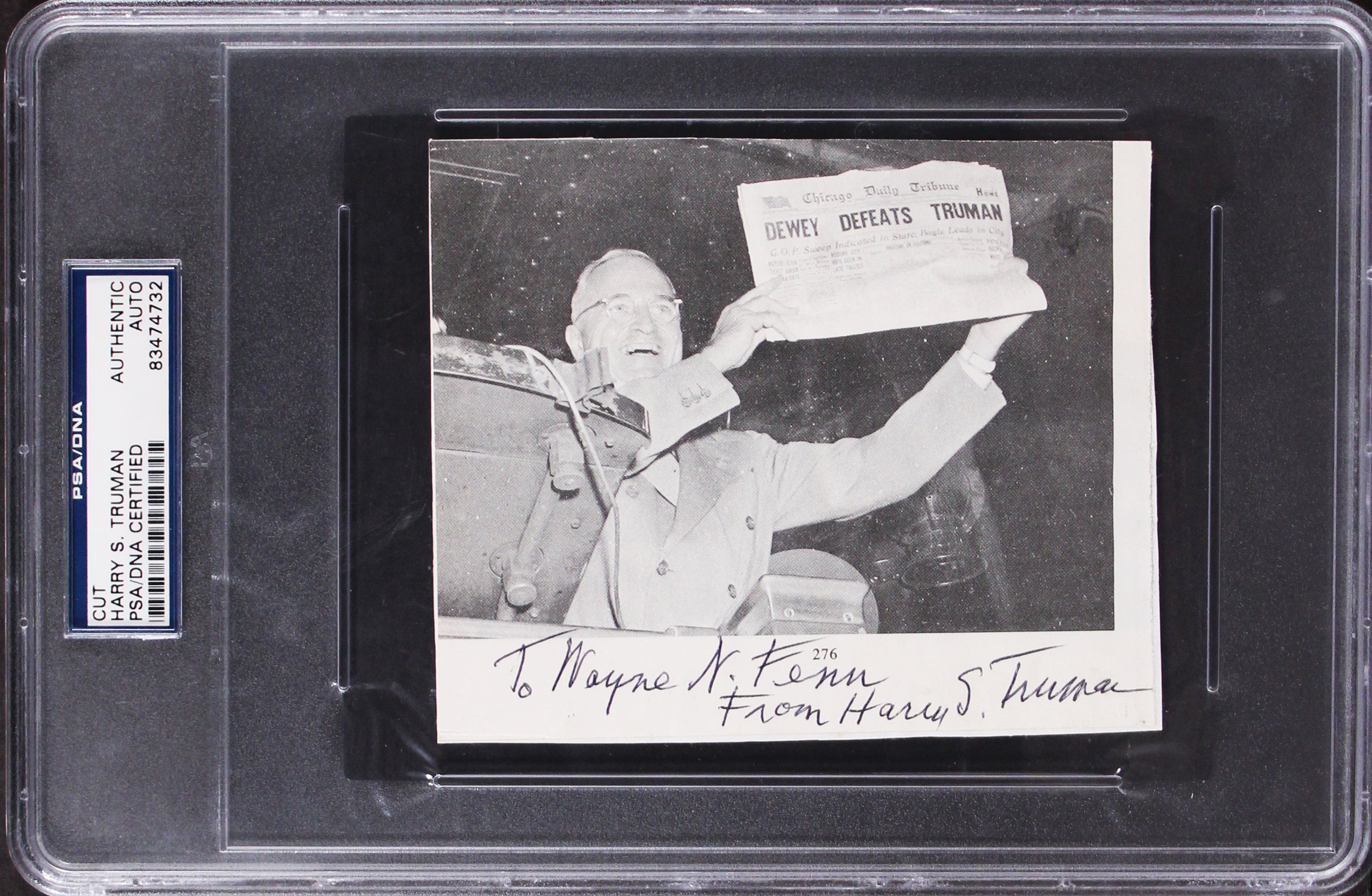 Harry S. Truman Authentic Signed 4.5x5.25 Cut Signature Autographed PSA/DNA Slab