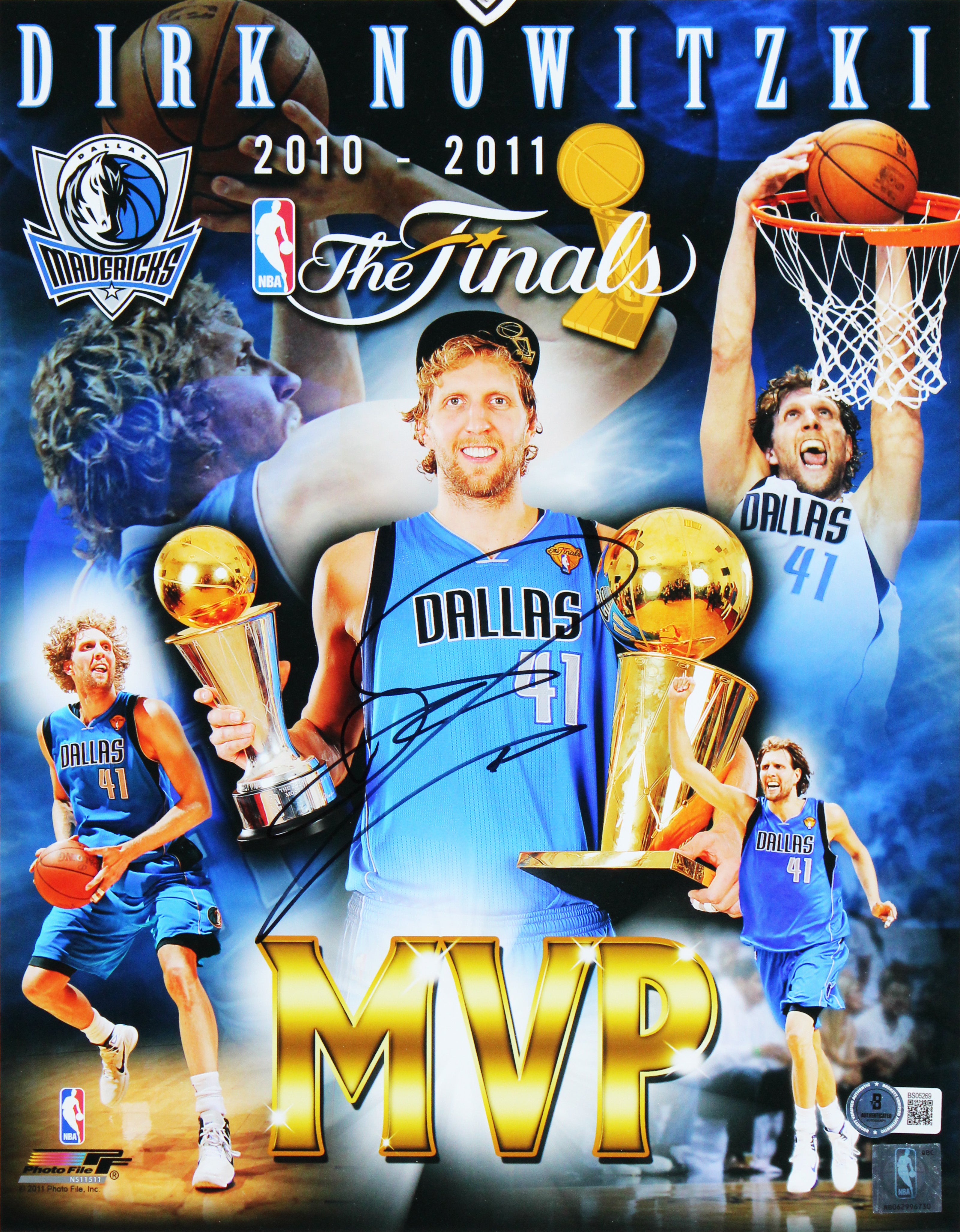 Mavericks Dirk Nowitzki Authentic Signed 11x14 Framed Photo BAS #BS05269