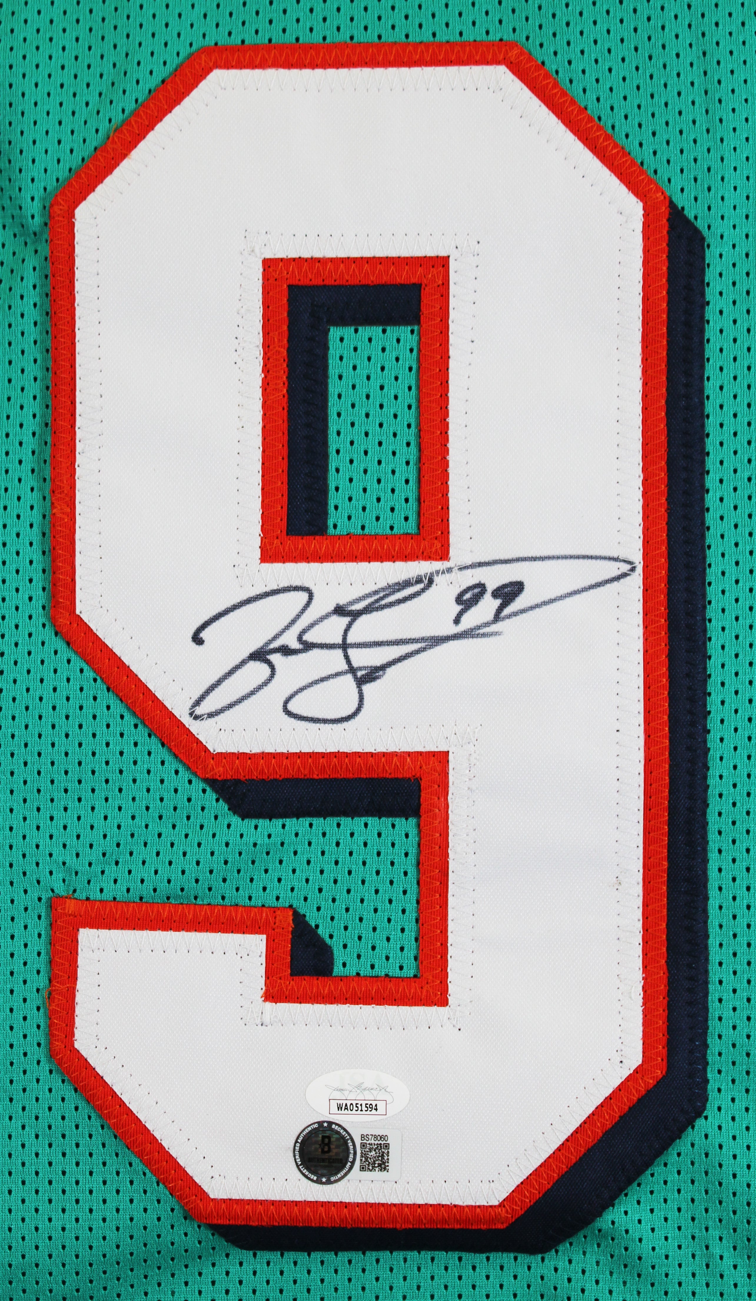 Jason Taylor Authentic Signed Teal Pro Style Jersey Autographed BAS #BS78060