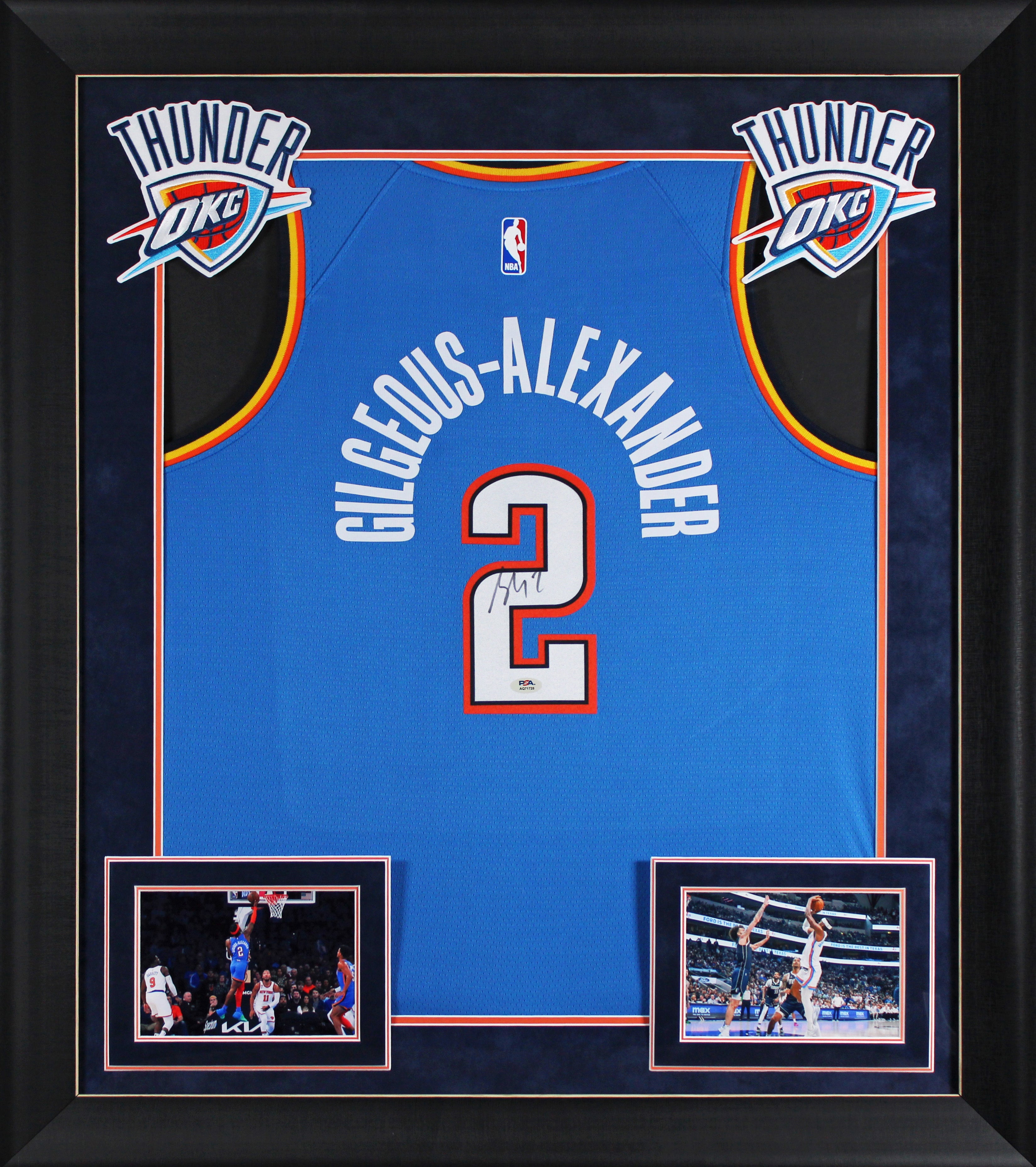 Thunder Shai Gilgeous-Alexander Signed Blue Nike Icon Edition Framed Jersey PSA