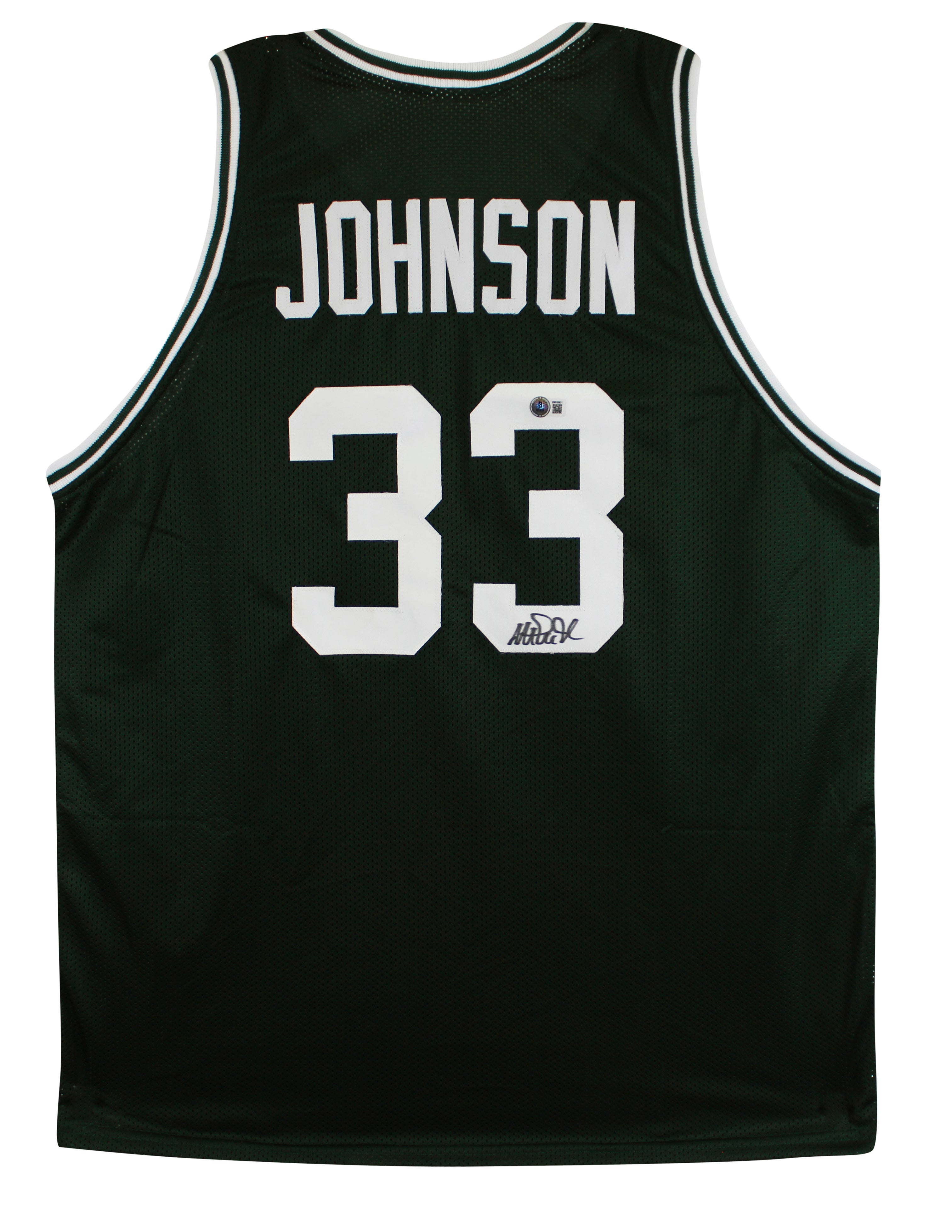 Michigan State Magic Johnson Signed Green Pro Style Jersey BAS Witnessed 3