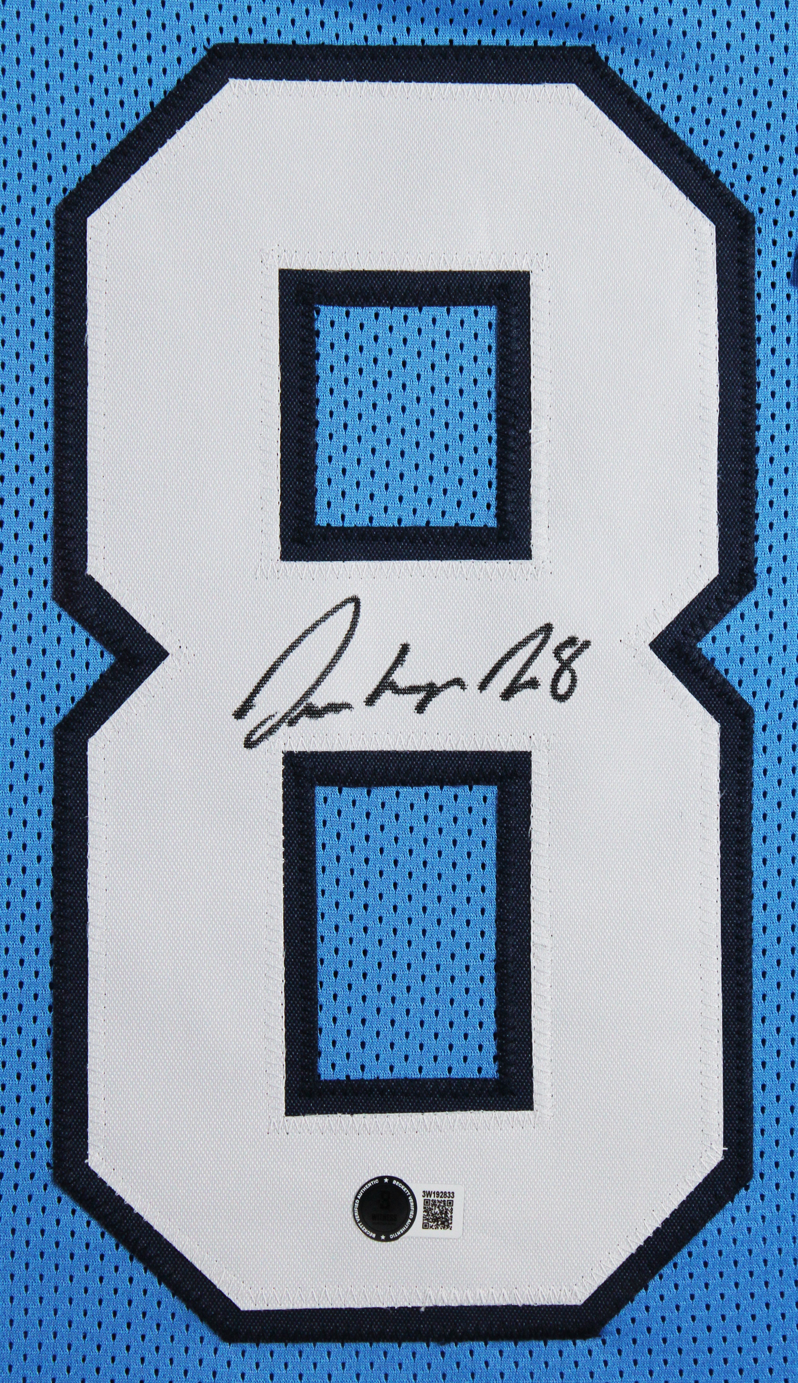 UNC Omarion Hampton Signed Carolina Blue Pro Style Framed Jersey BAS Witnessed