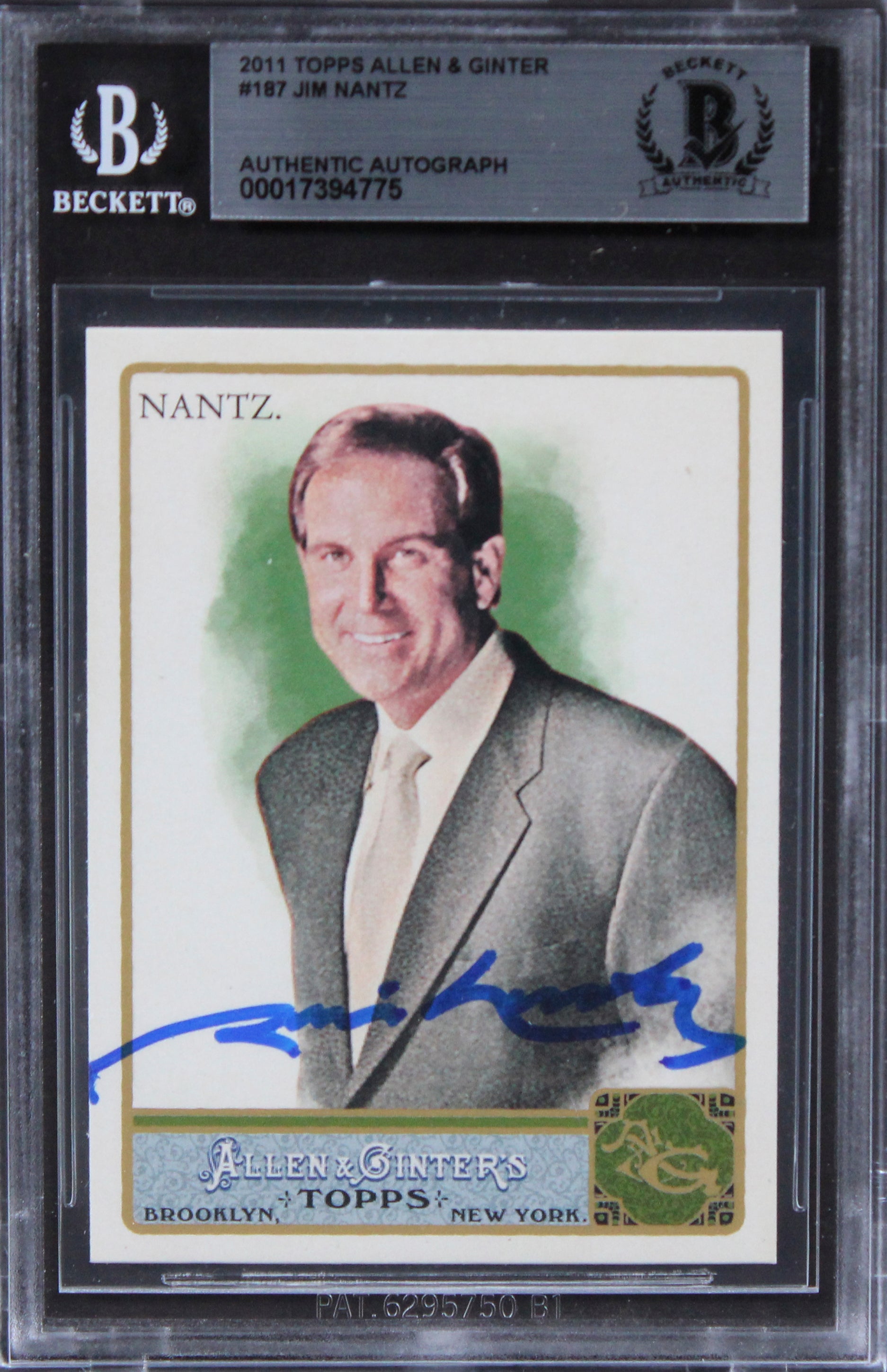 Jim Nantz Authentic Signed 2011 Topps Allen & Ginter #187 Card BAS Slabbed