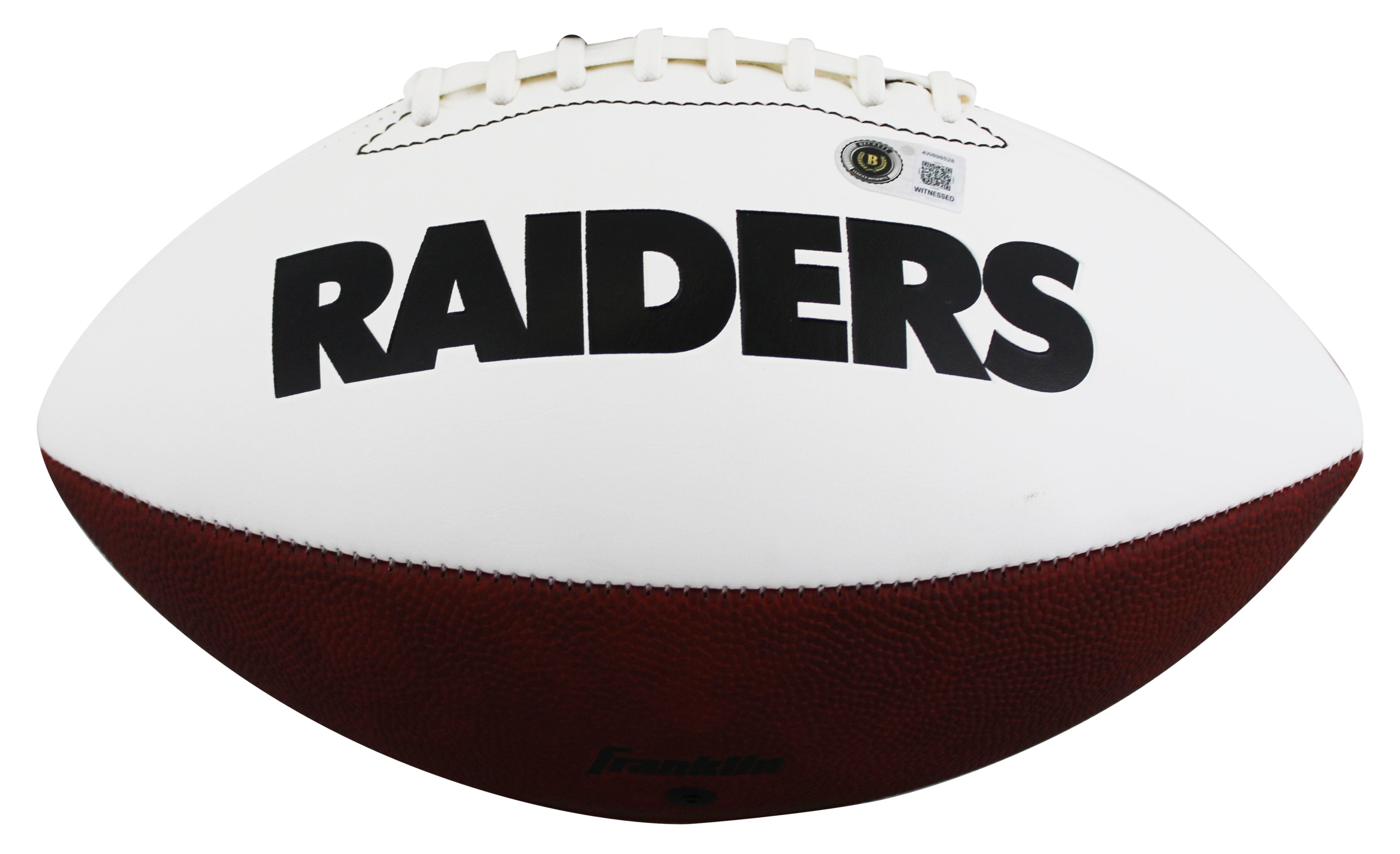 Raiders Ashton Jeanty Signed Franklin White Panel Logo Football W/ Case BAS Wit