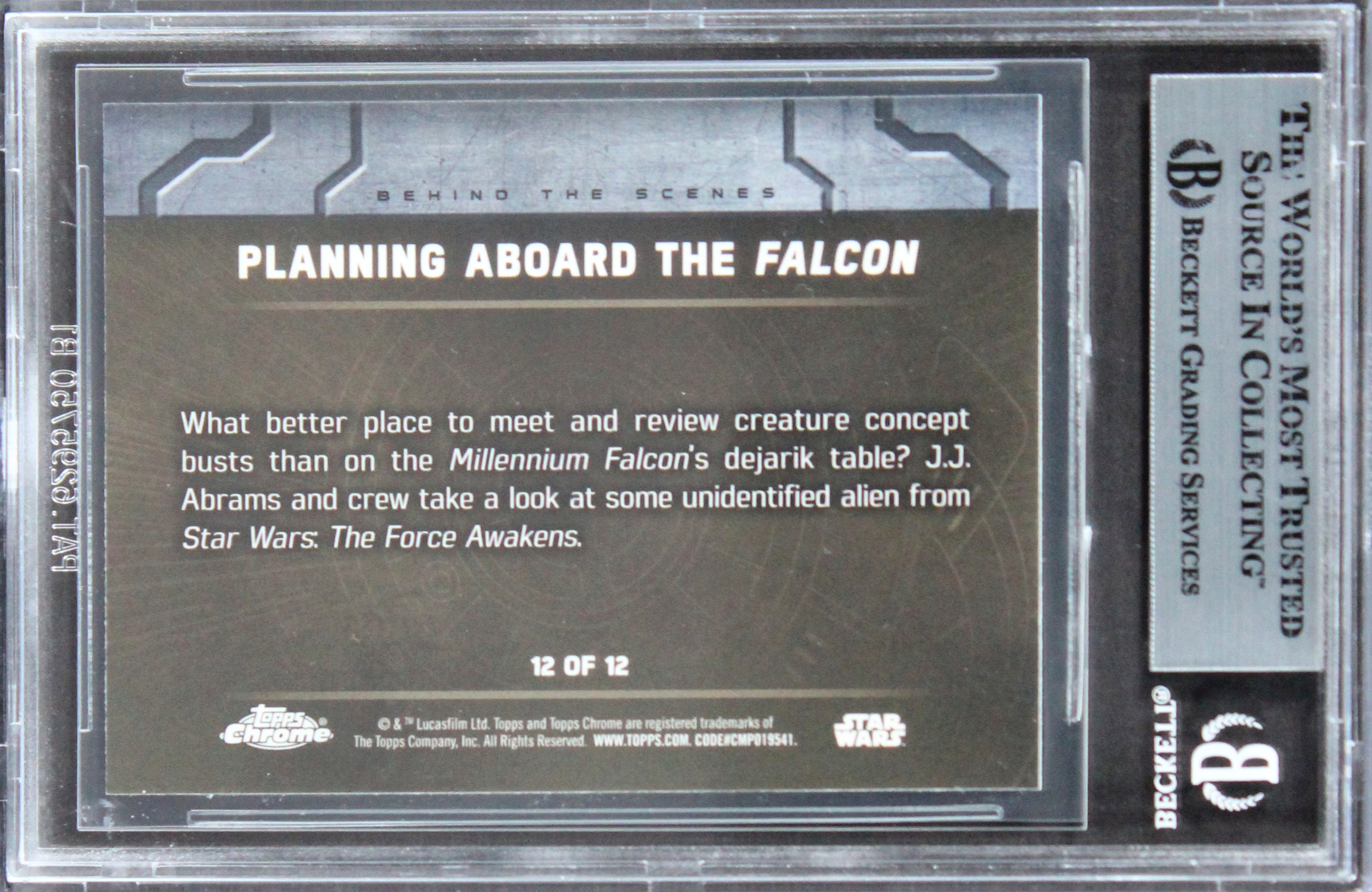 J.J. Abrams Signed 2016 Topps Chrome SW The Force Awakens BTS  #12 Card BAS Slab