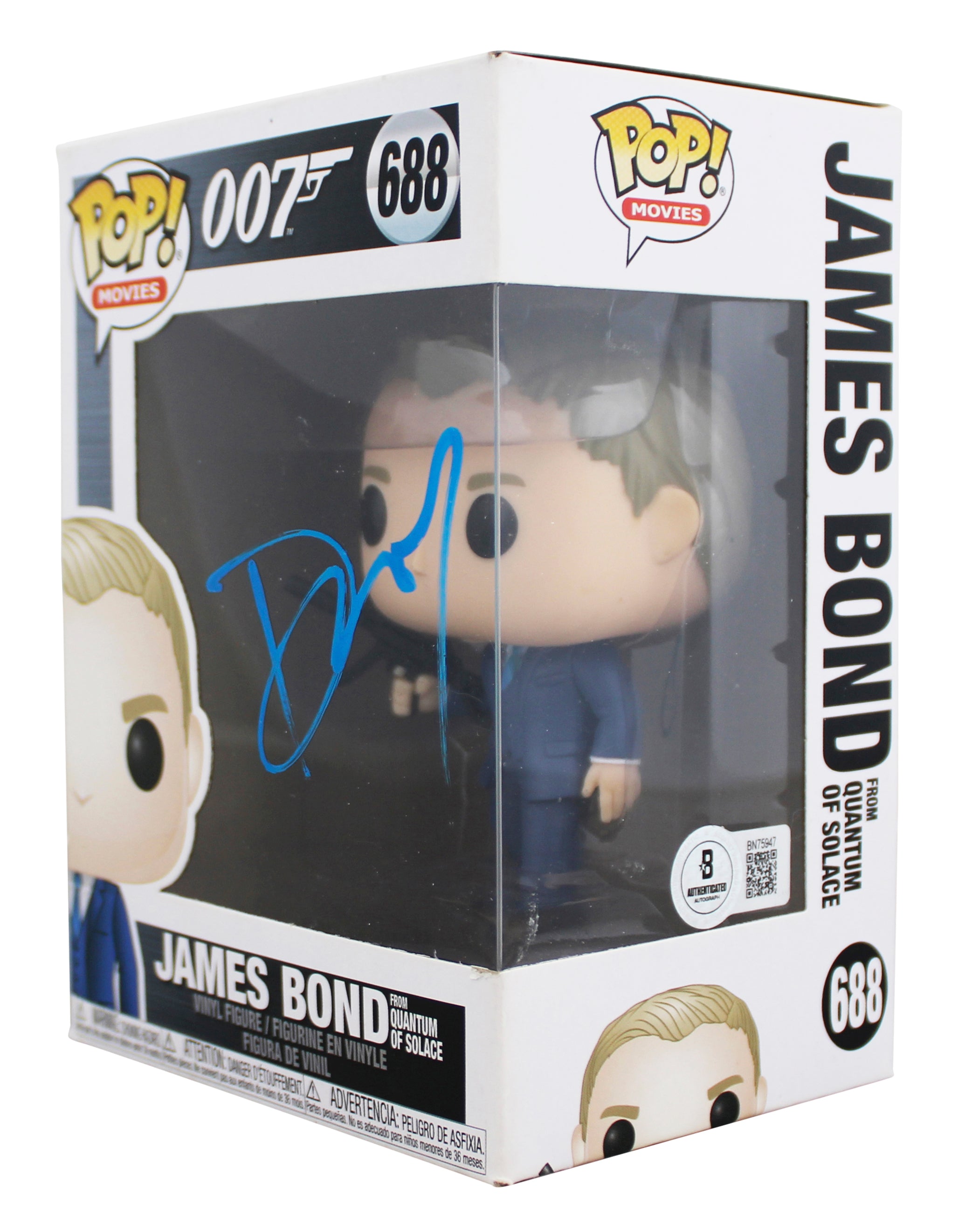 Daniel Craig James Bond 007 Signed James Bond #688 Funko Pop Figure BAS #BN75947