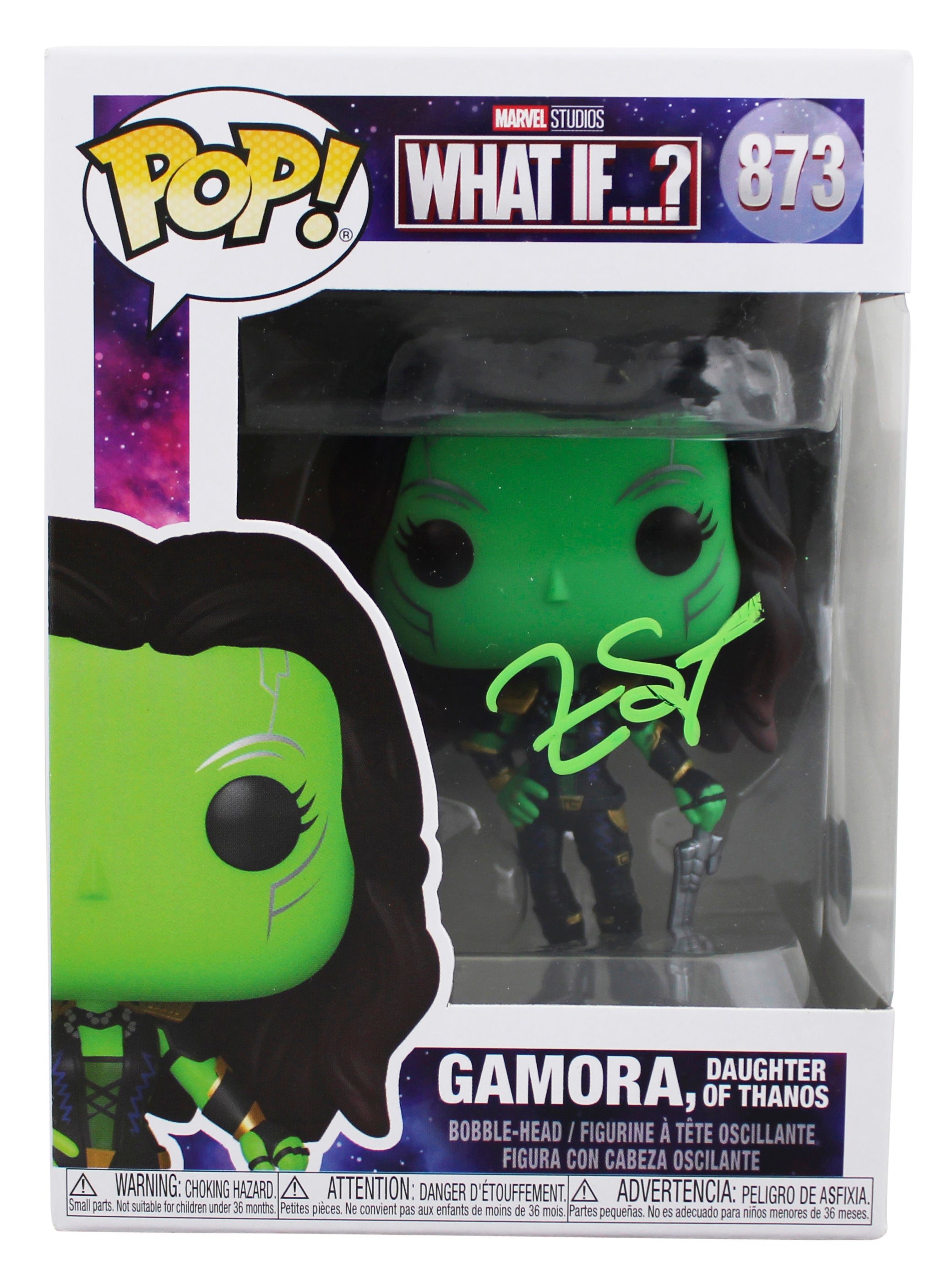 Zoe Saldana GOTG Signed Gamora #873 Funko Pop Vinyl Figure BAS Wit #1W624139