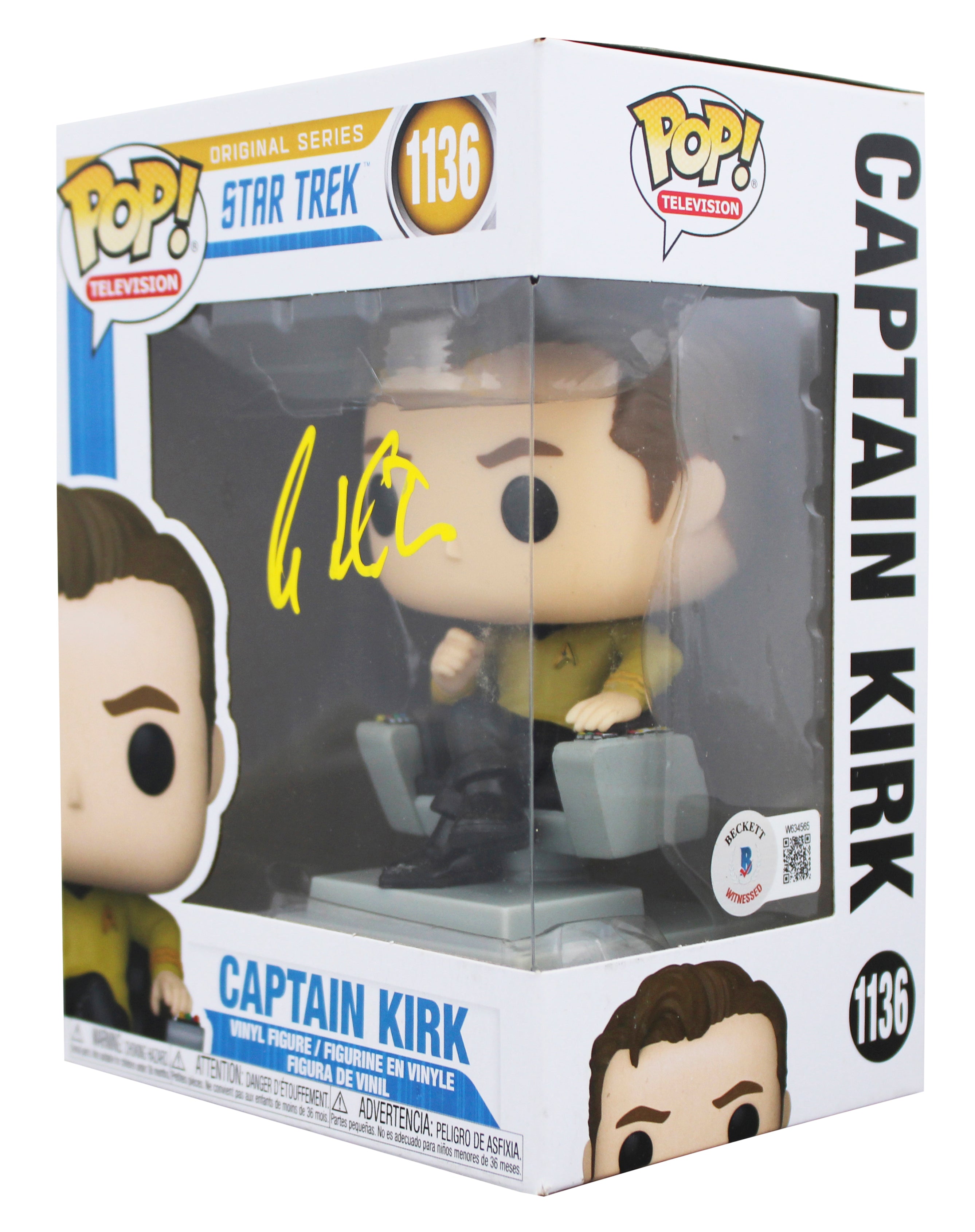William Shatner Signed Captain Kirk #1136 Funko Pop Vinyl Figure BAS W #W634565