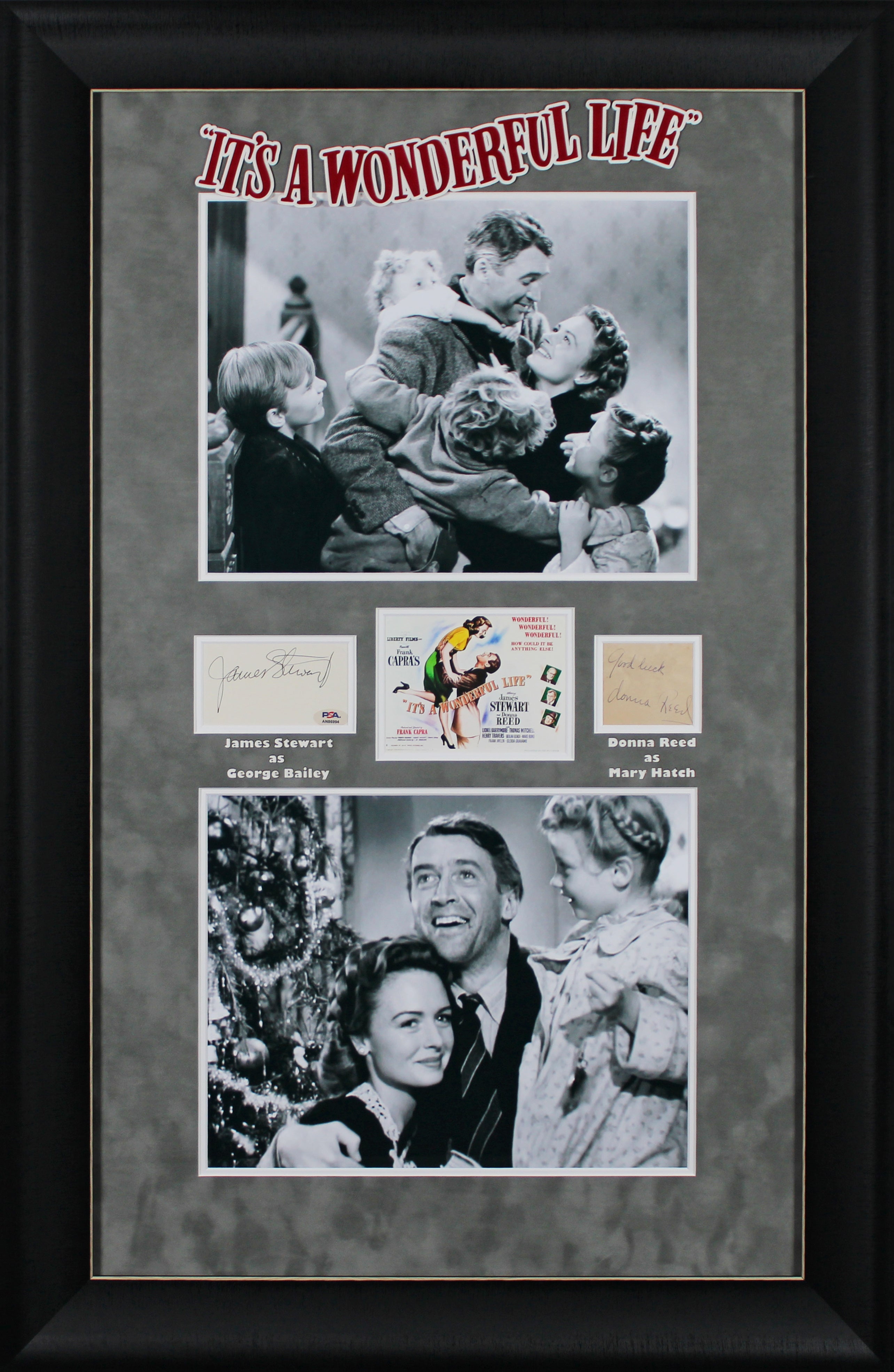 James Stewart & Donna Reed It's a Wonderful Life Signed Framed Display BAS LOA