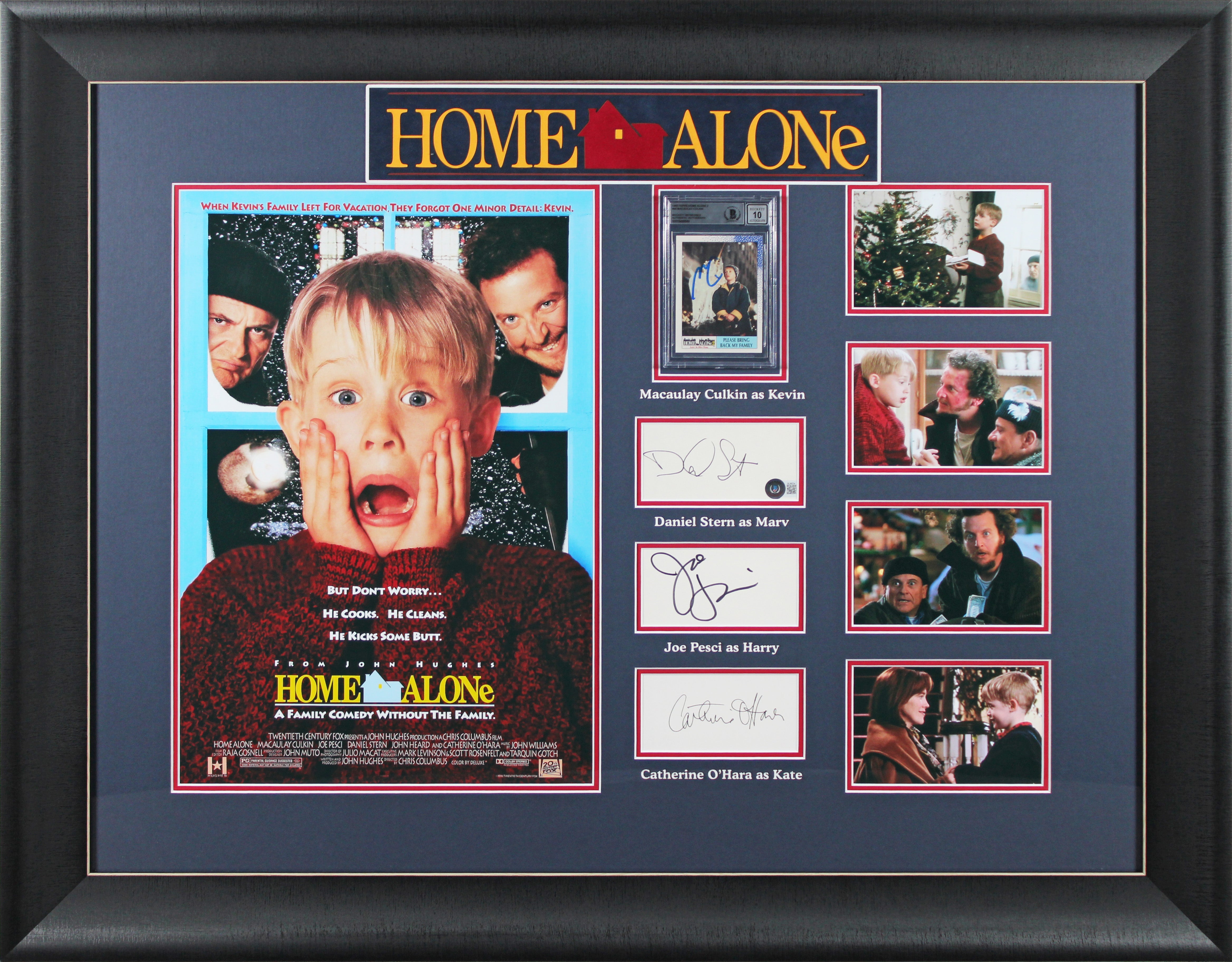 Home Alone (4) Culkin, O'Hara, Pesci & Stern Signed Framed Display BAS #AD64124