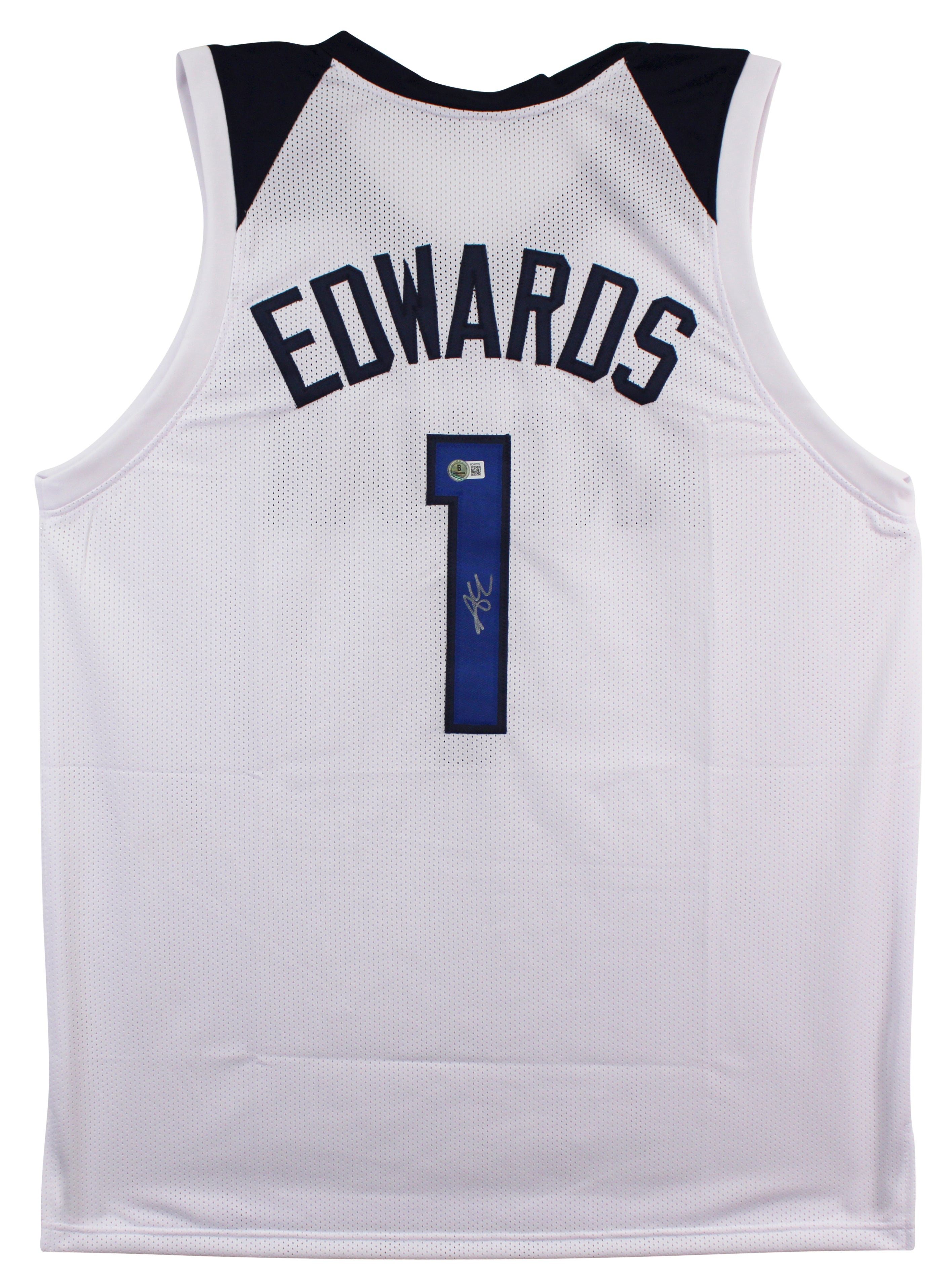 Anthony Edwards Authentic Signed White Pro Style Jersey Autographed BAS